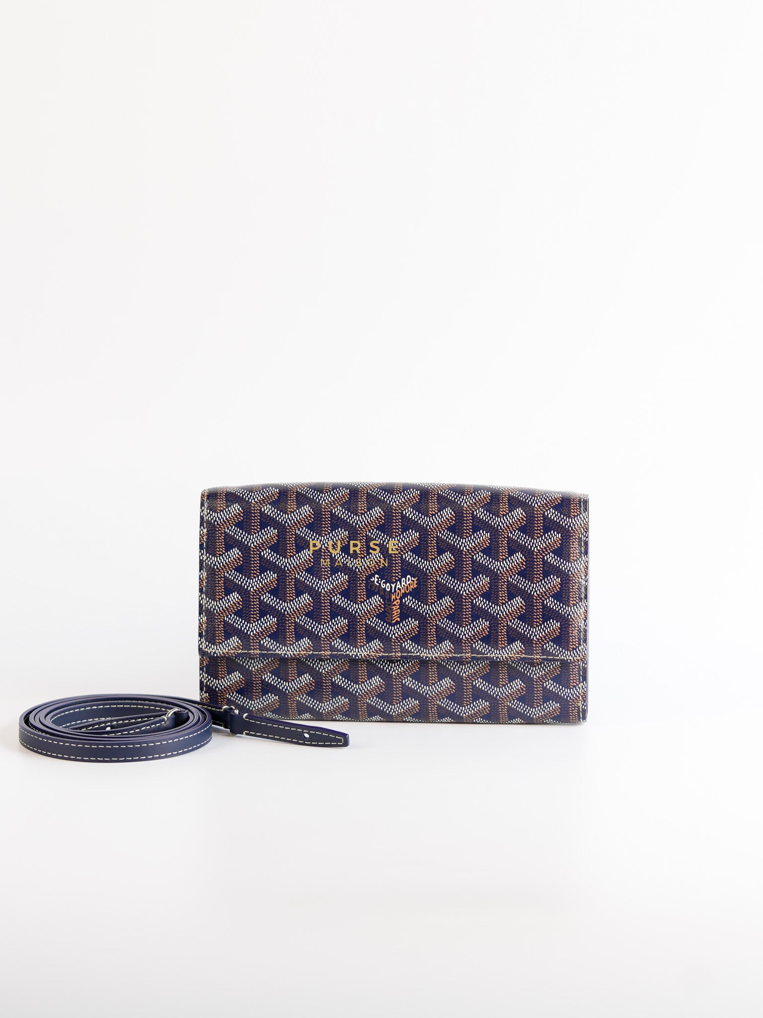 Varenne Wallet on Chain in Navy Blue | Purse Maison Luxury Bags Shop