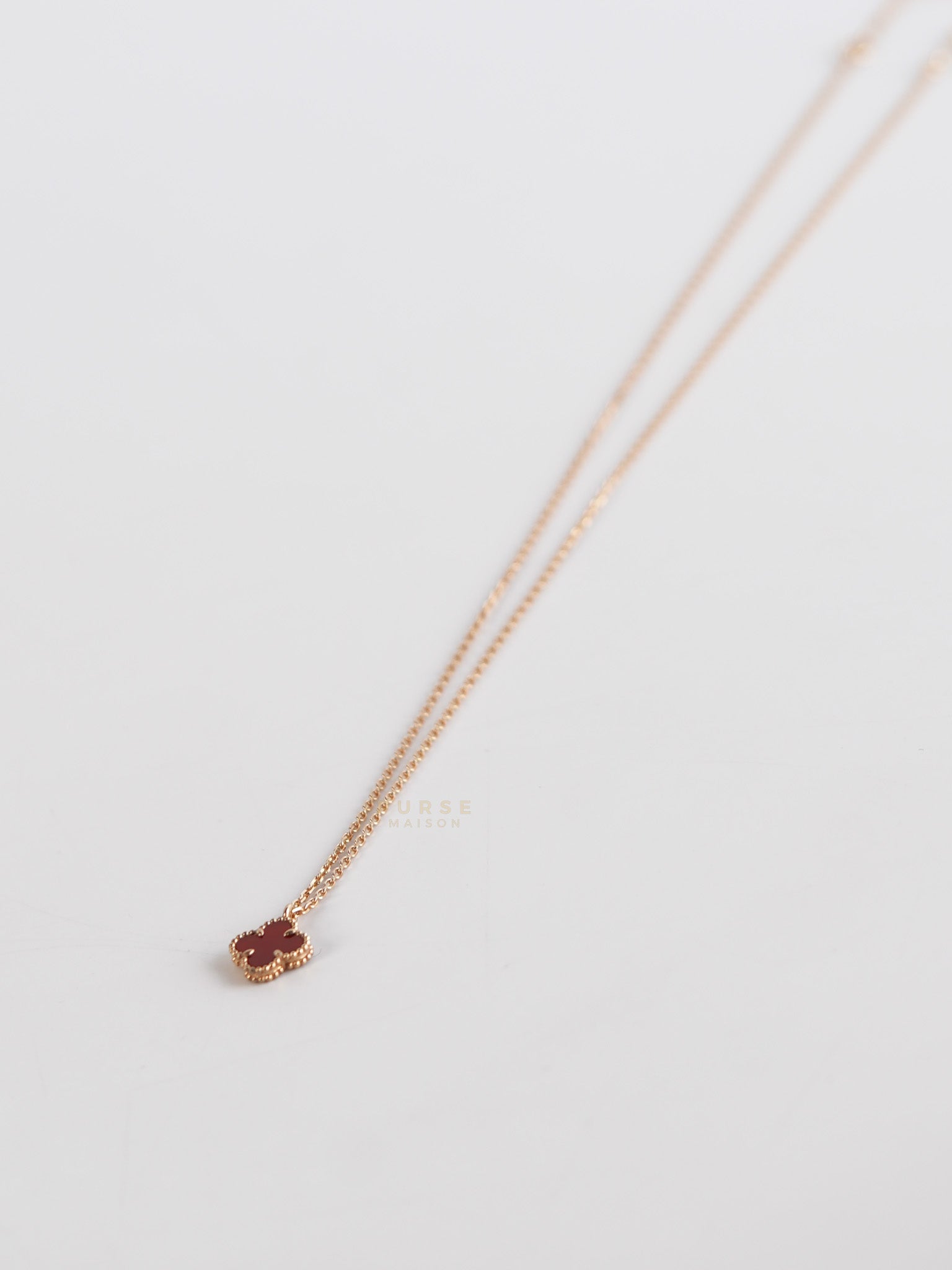 VCA Sweet Alhambra Carnelian Rose Gold Hardware Necklace | Purse Maison Luxury Bags Shop