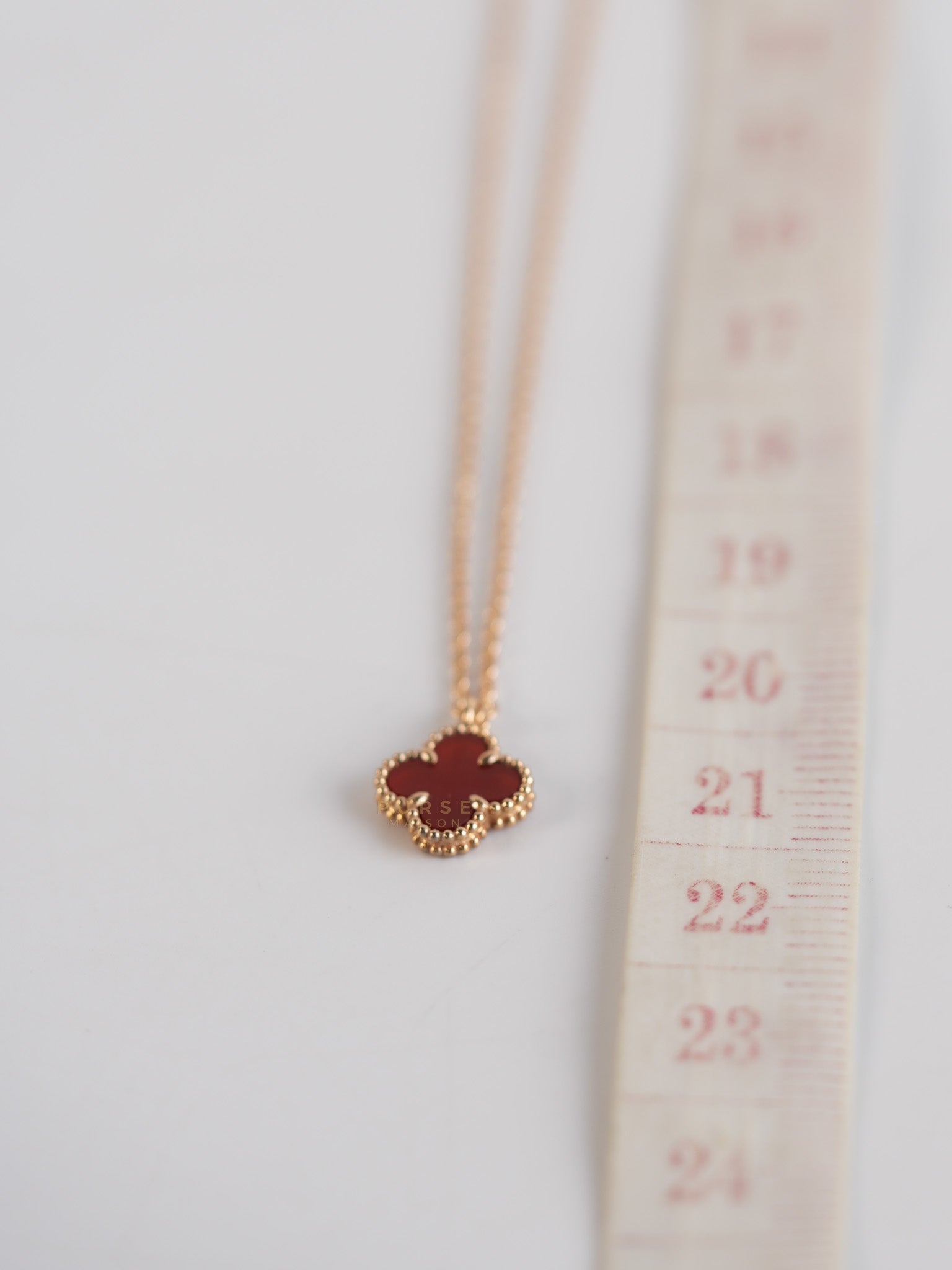 VCA Sweet Alhambra Carnelian Rose Gold Hardware Necklace | Purse Maison Luxury Bags Shop