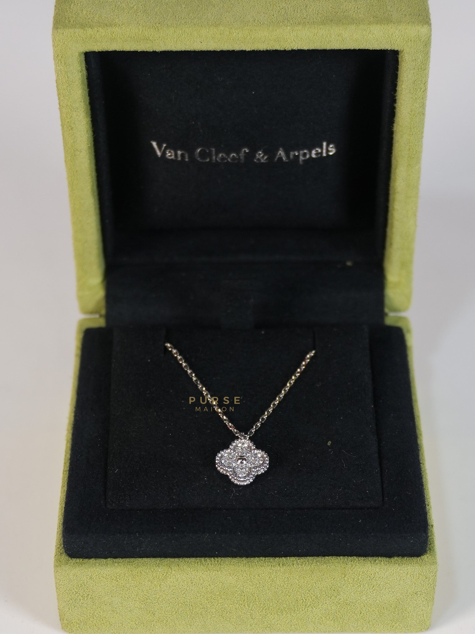 VCA Sweet Alhambra in 18k White Gold Diamonds | Purse Maison Luxury Bags Shop