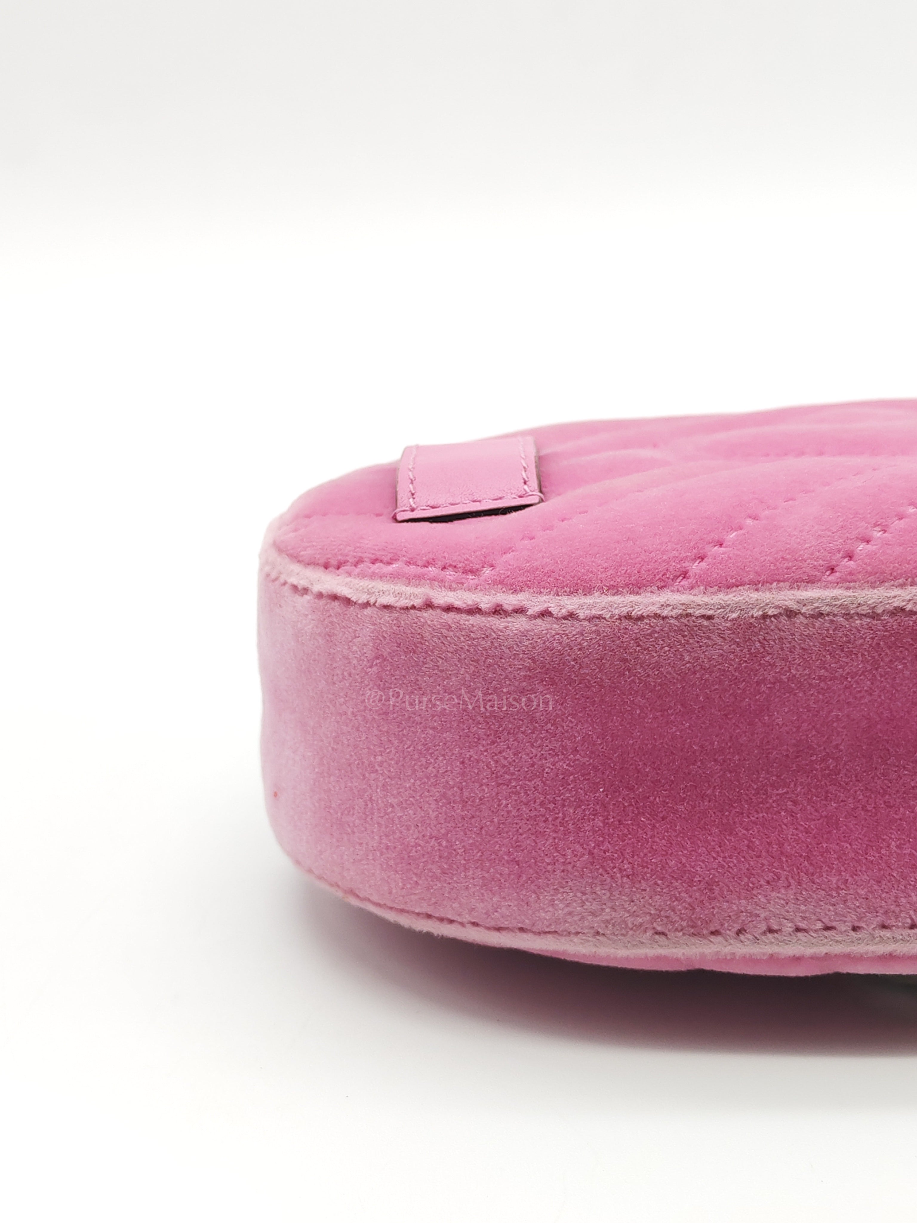 Velvet Belt Bag in Pink GG Marmont Crystal-Embellished Suede Canvas & Gold Hardware | Purse Maison Luxury Bags Shop