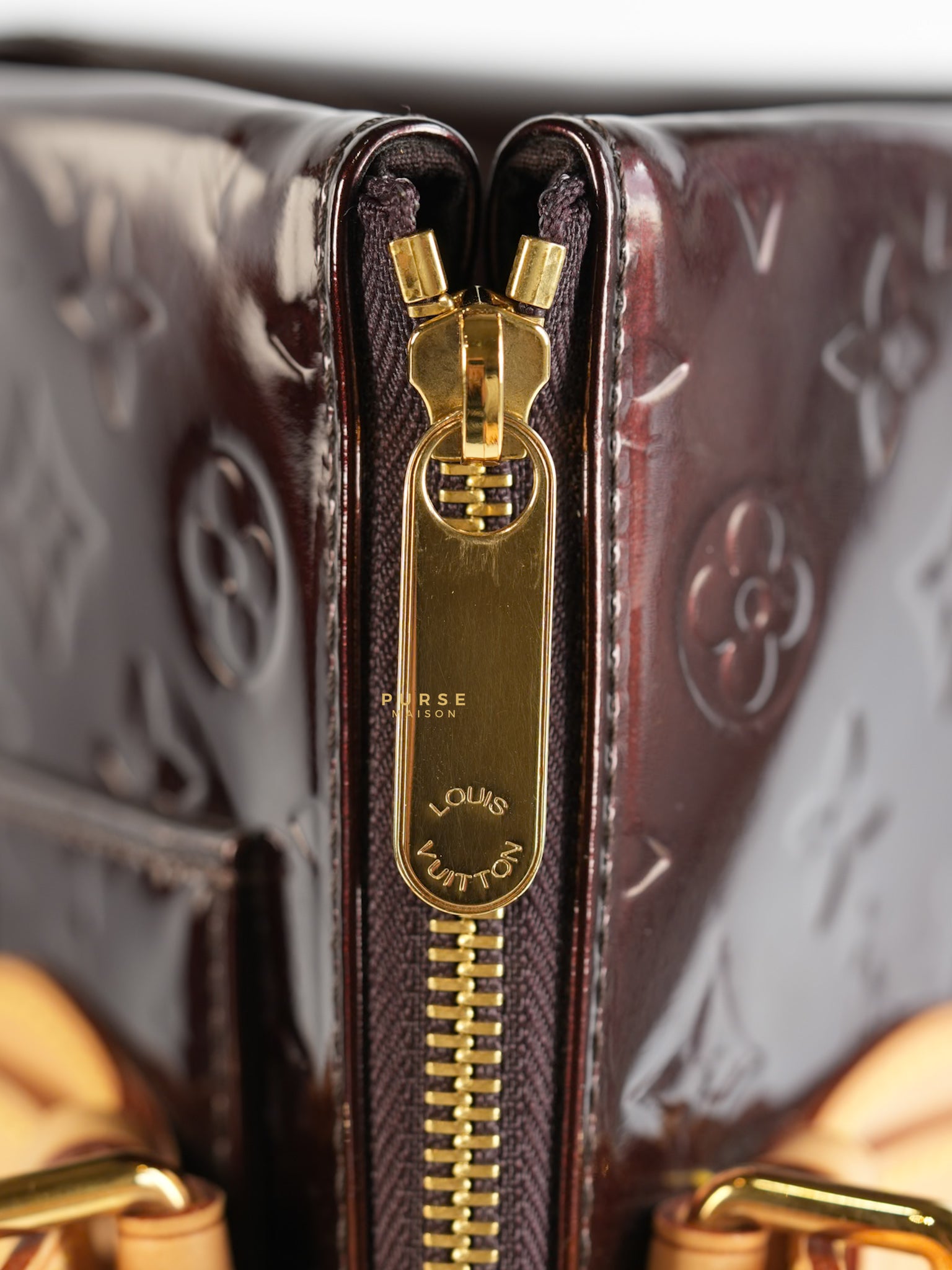 Vernis Rosewood Avenue Handbag Dark Red Patent Leather | Purse Maison Luxury Bags Shop