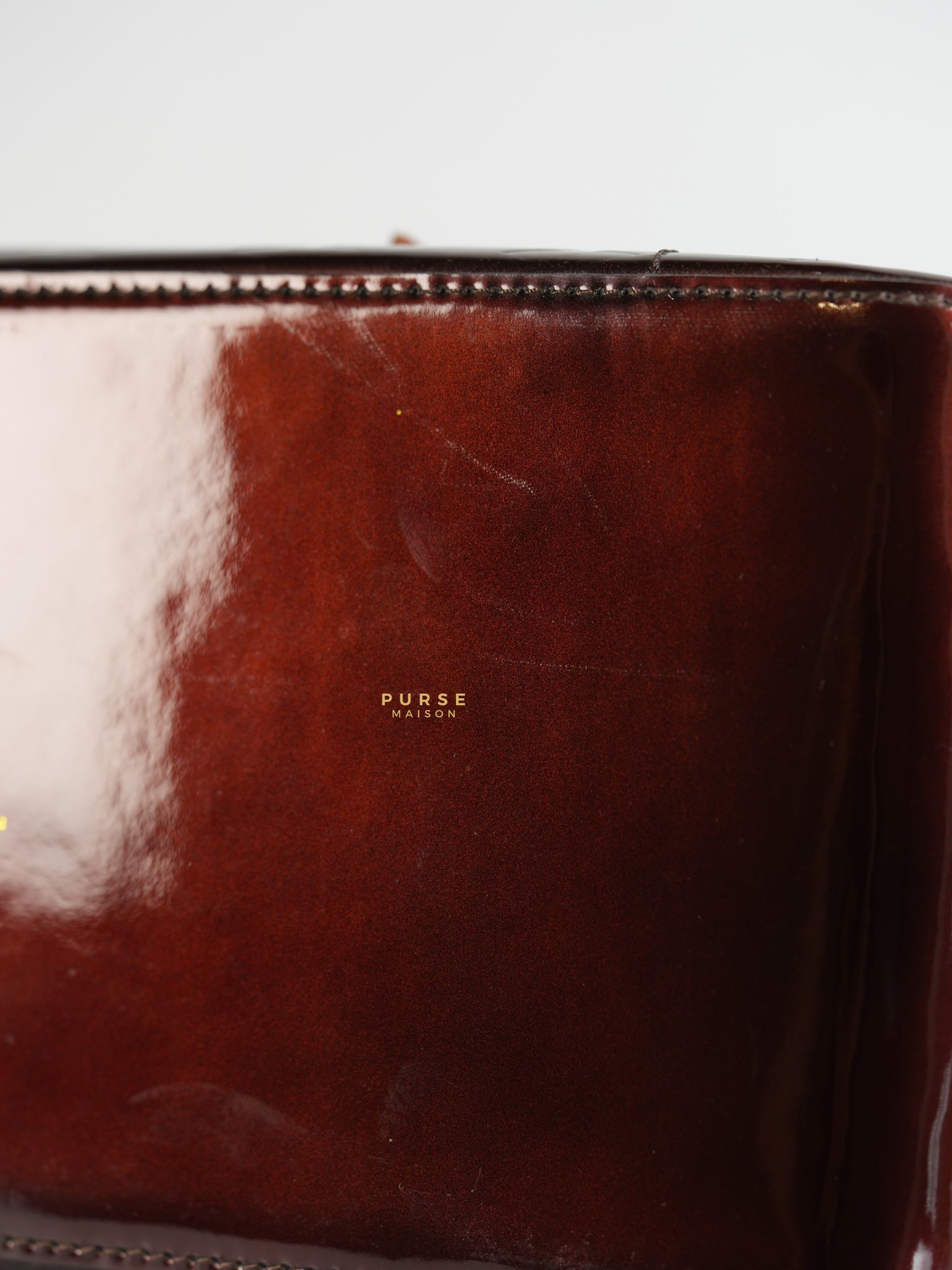 Vernis Rosewood Avenue Handbag Dark Red Patent Leather | Purse Maison Luxury Bags Shop