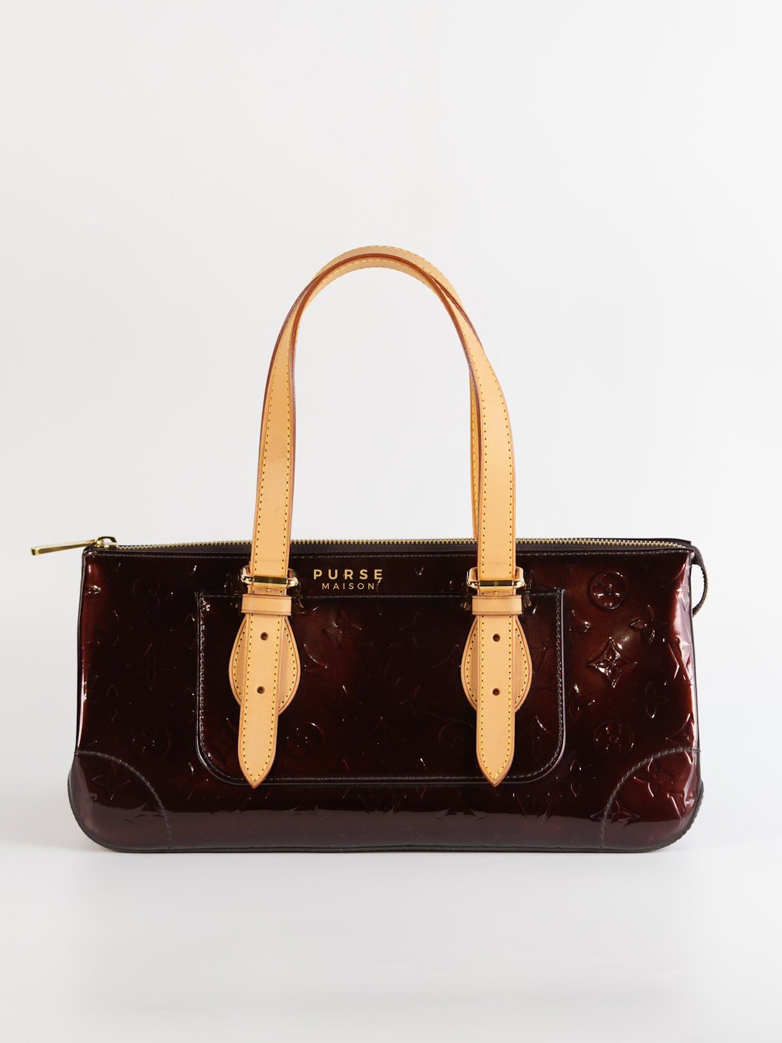 Vernis Rosewood Avenue Handbag Dark Red Patent Leather | Purse Maison Luxury Bags Shop