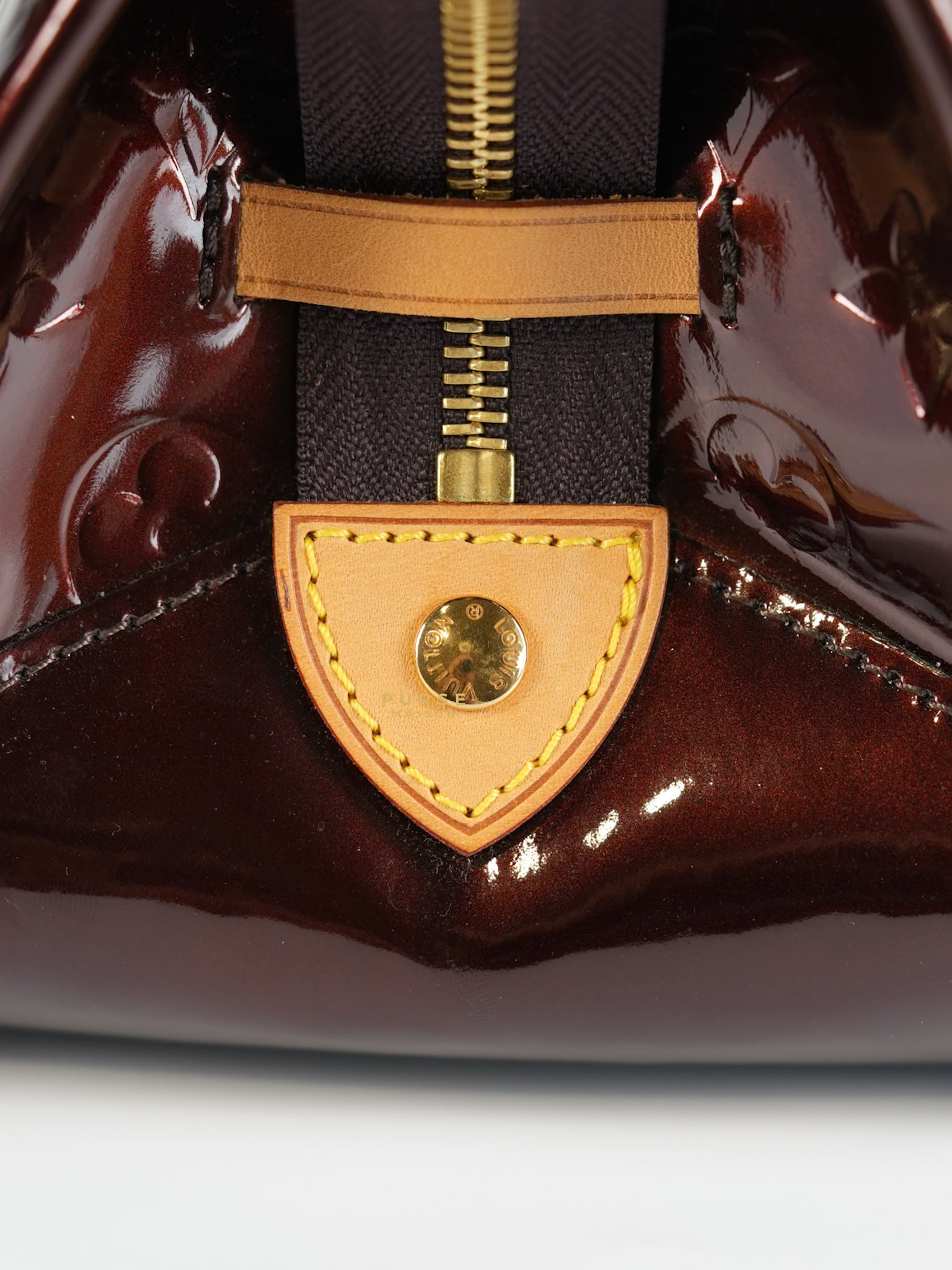 Vernis Rosewood Avenue Handbag Dark Red Patent Leather | Purse Maison Luxury Bags Shop