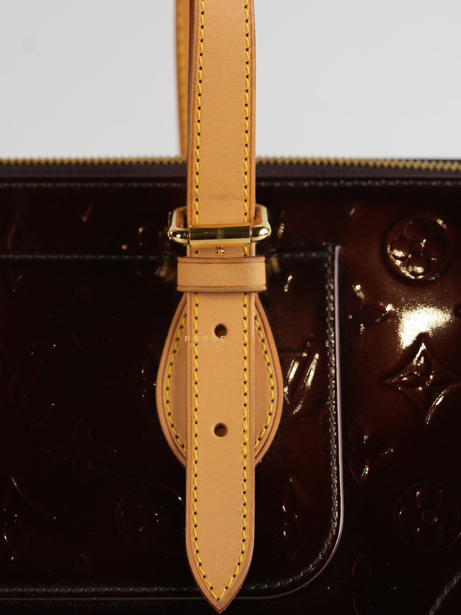 Vernis Rosewood Avenue Handbag Dark Red Patent Leather | Purse Maison Luxury Bags Shop