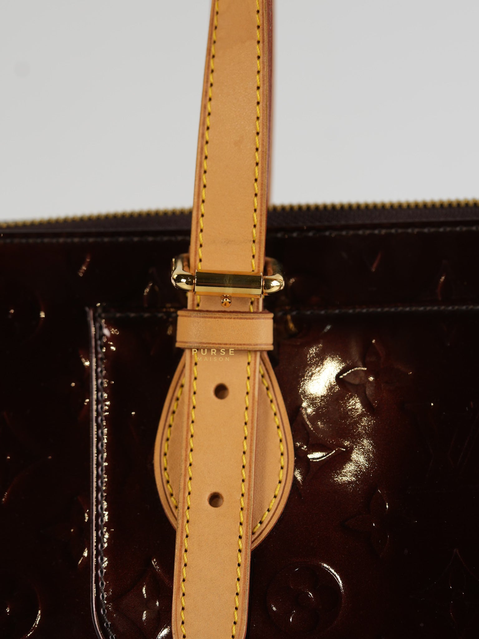 Vernis Rosewood Avenue Handbag Dark Red Patent Leather | Purse Maison Luxury Bags Shop