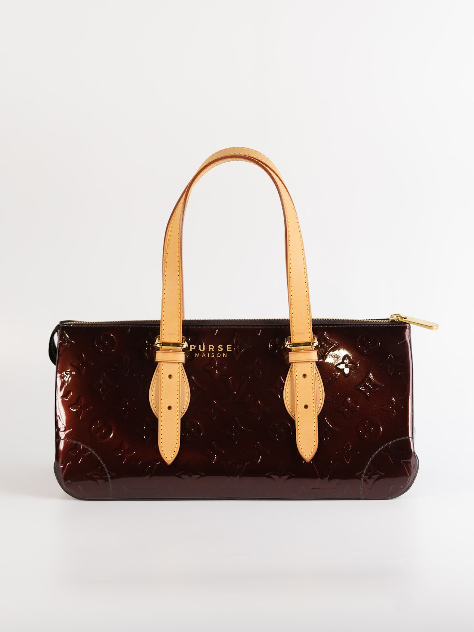 Vernis Rosewood Avenue Handbag Dark Red Patent Leather | Purse Maison Luxury Bags Shop