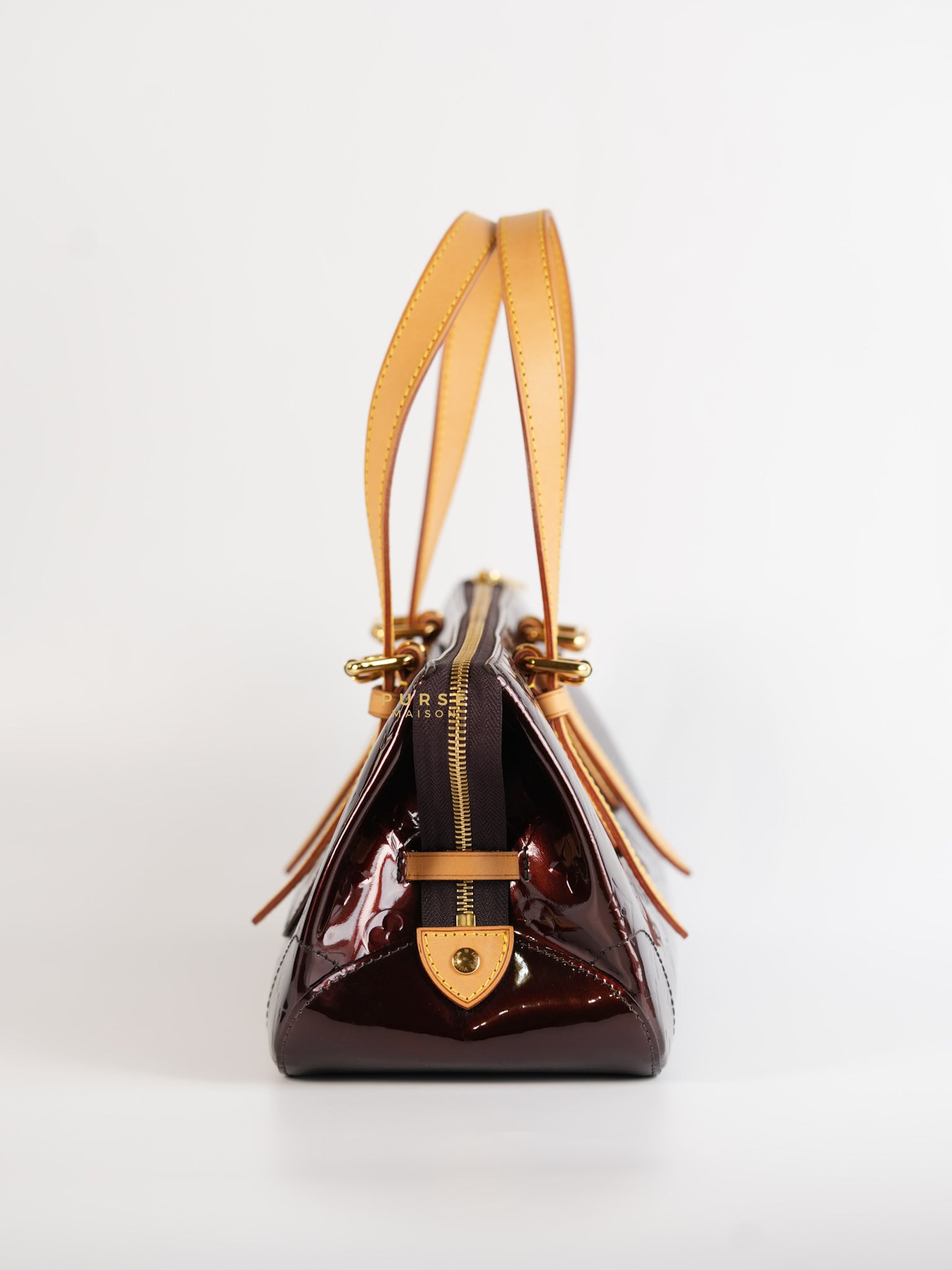 Vernis Rosewood Avenue Handbag Dark Red Patent Leather | Purse Maison Luxury Bags Shop
