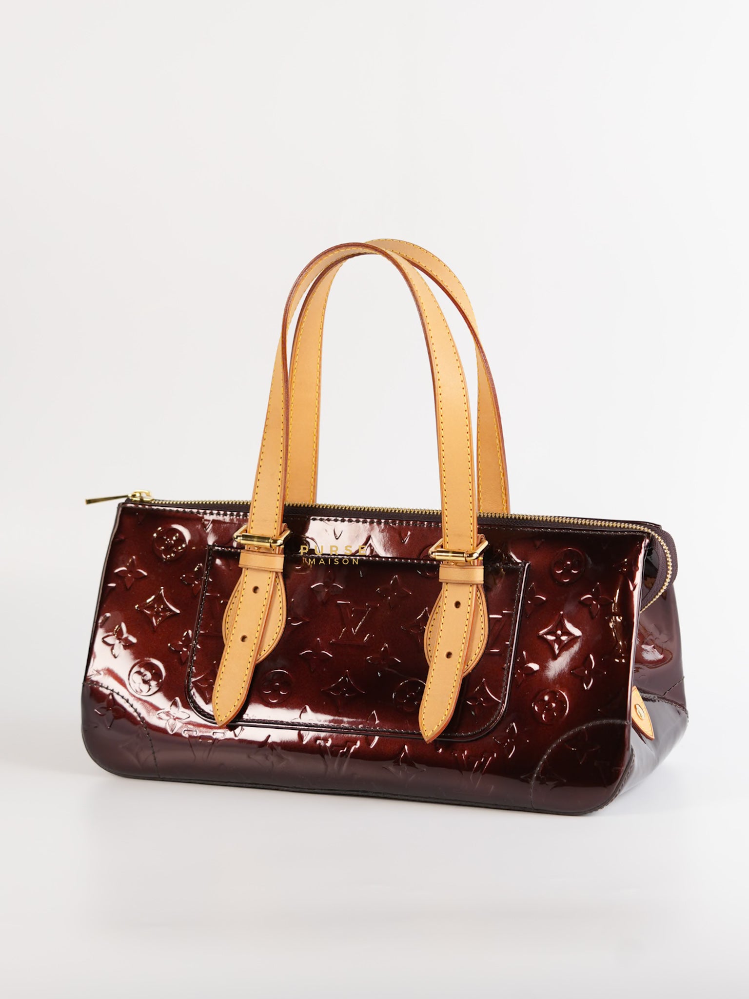 Vernis Rosewood Avenue Handbag Dark Red Patent Leather | Purse Maison Luxury Bags Shop