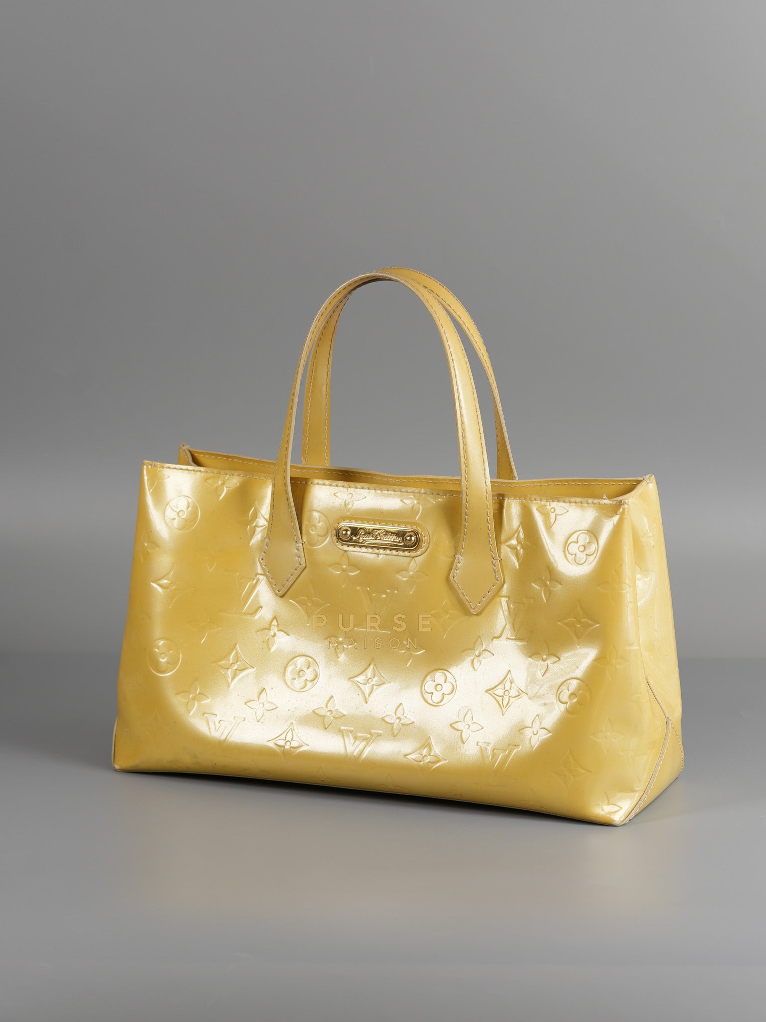 Vernis Wilshire Light Yellow Monogram PM Bag (Missing Date Code) | Purse Maison Luxury Bags Shop