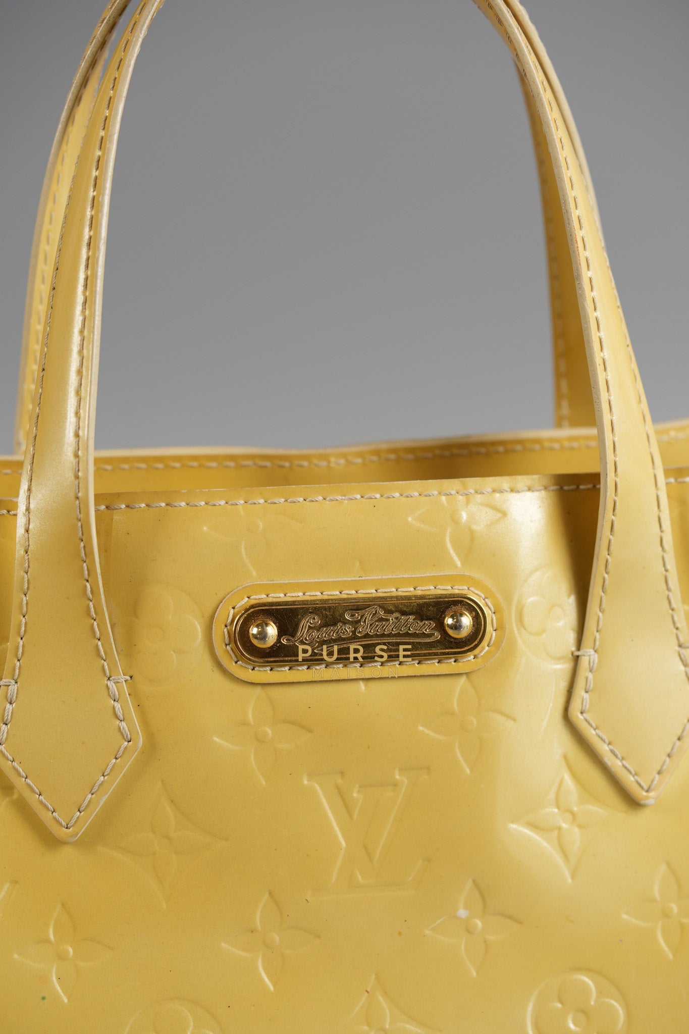 Vernis Wilshire Light Yellow Monogram PM Bag (Missing Date Code) | Purse Maison Luxury Bags Shop