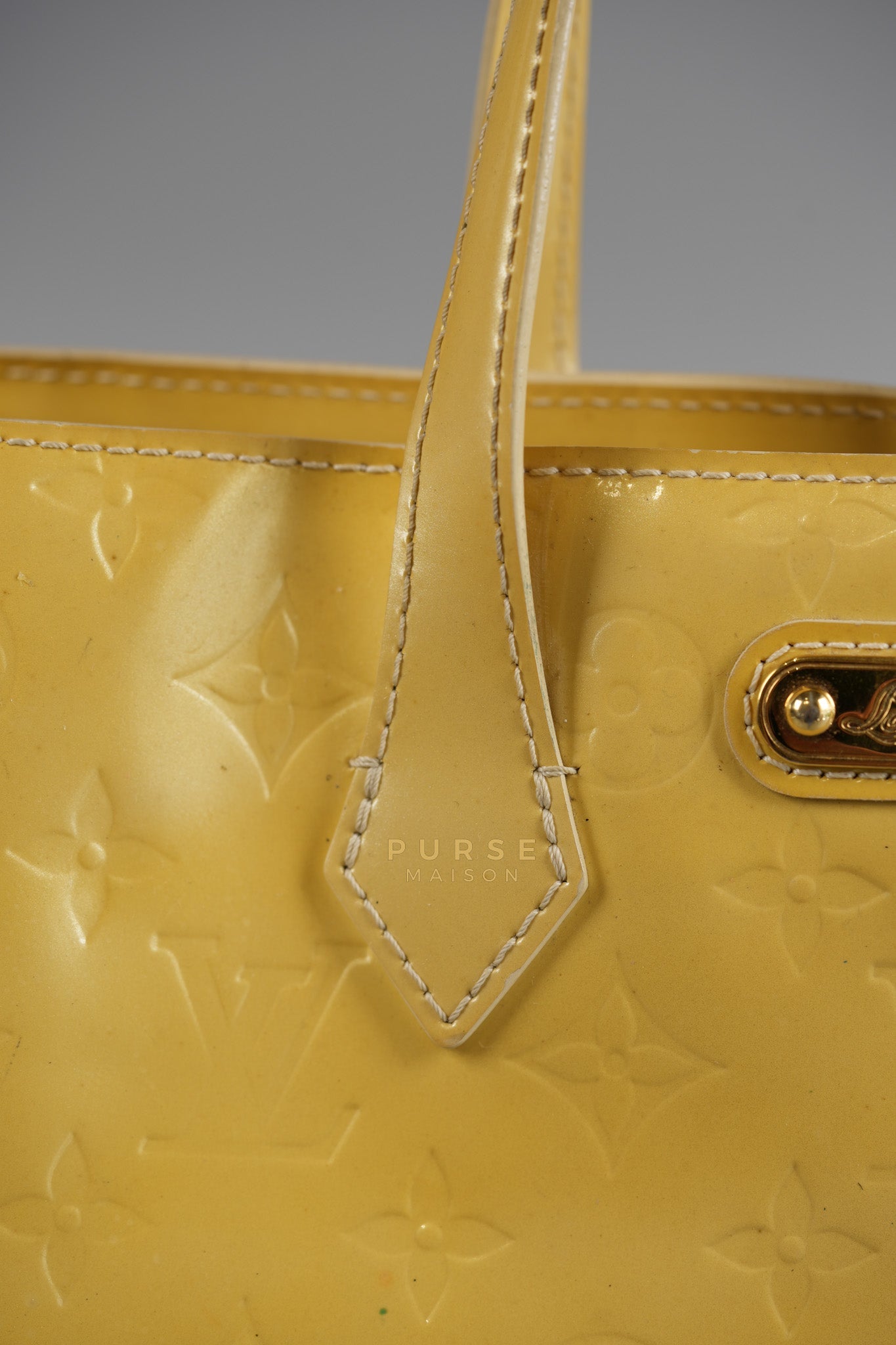 Vernis Wilshire Light Yellow Monogram PM Bag (Missing Date Code) | Purse Maison Luxury Bags Shop