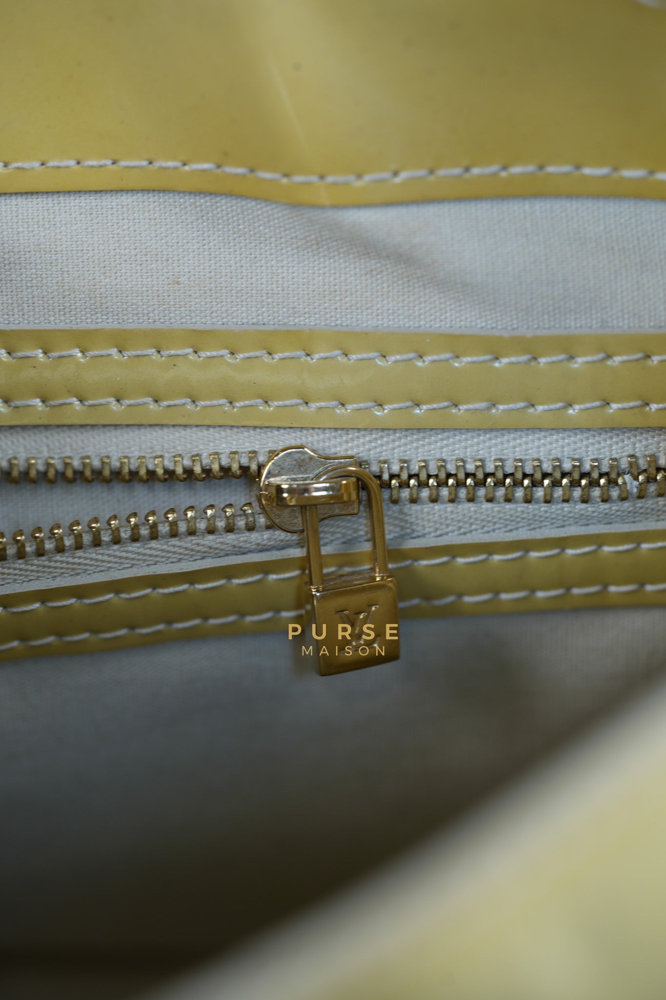 Vernis Wilshire Light Yellow Monogram PM Bag (Missing Date Code) | Purse Maison Luxury Bags Shop