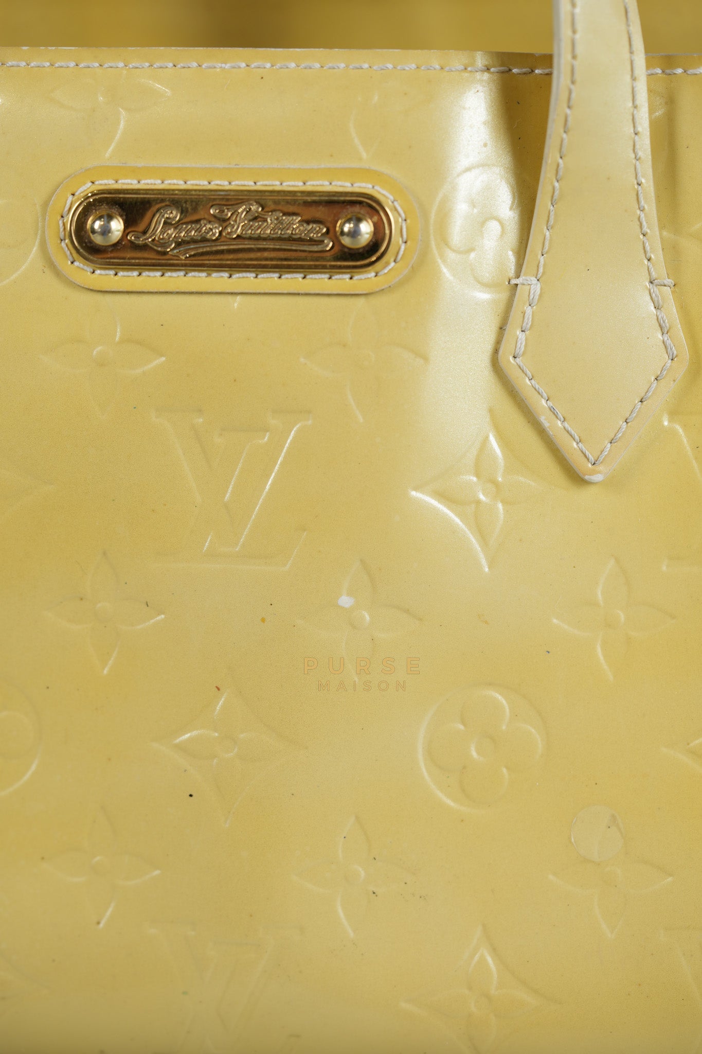 Vernis Wilshire Light Yellow Monogram PM Bag (Missing Date Code) | Purse Maison Luxury Bags Shop