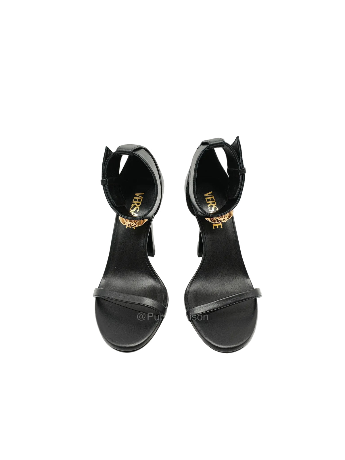 Versace Medusa Insignia Leather Sandals Black Size 35 EU (23.3 cm) | Purse Maison Luxury Bags Shop
