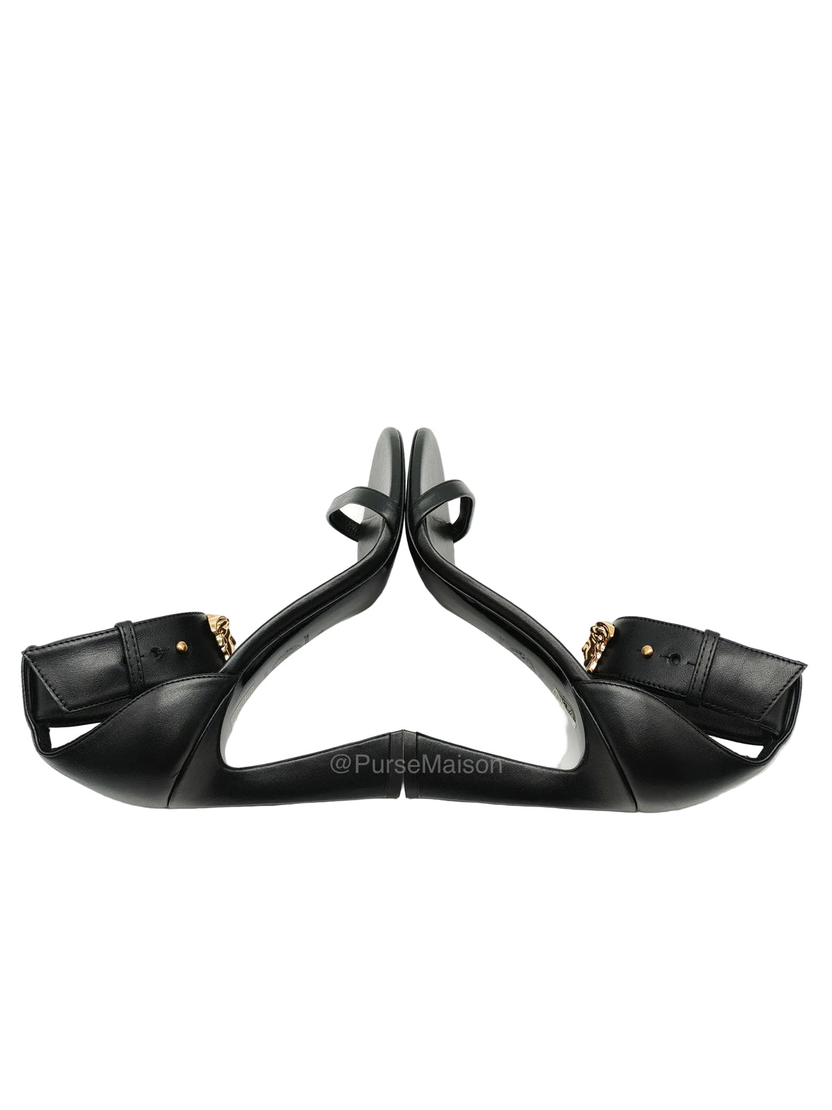 Versace Medusa Insignia Leather Sandals Black Size 35 EU (23.3 cm) | Purse Maison Luxury Bags Shop
