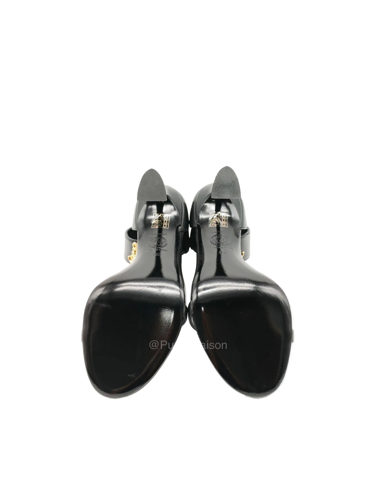 Versace Medusa Insignia Leather Sandals Black Size 35 EU (23.3 cm) | Purse Maison Luxury Bags Shop