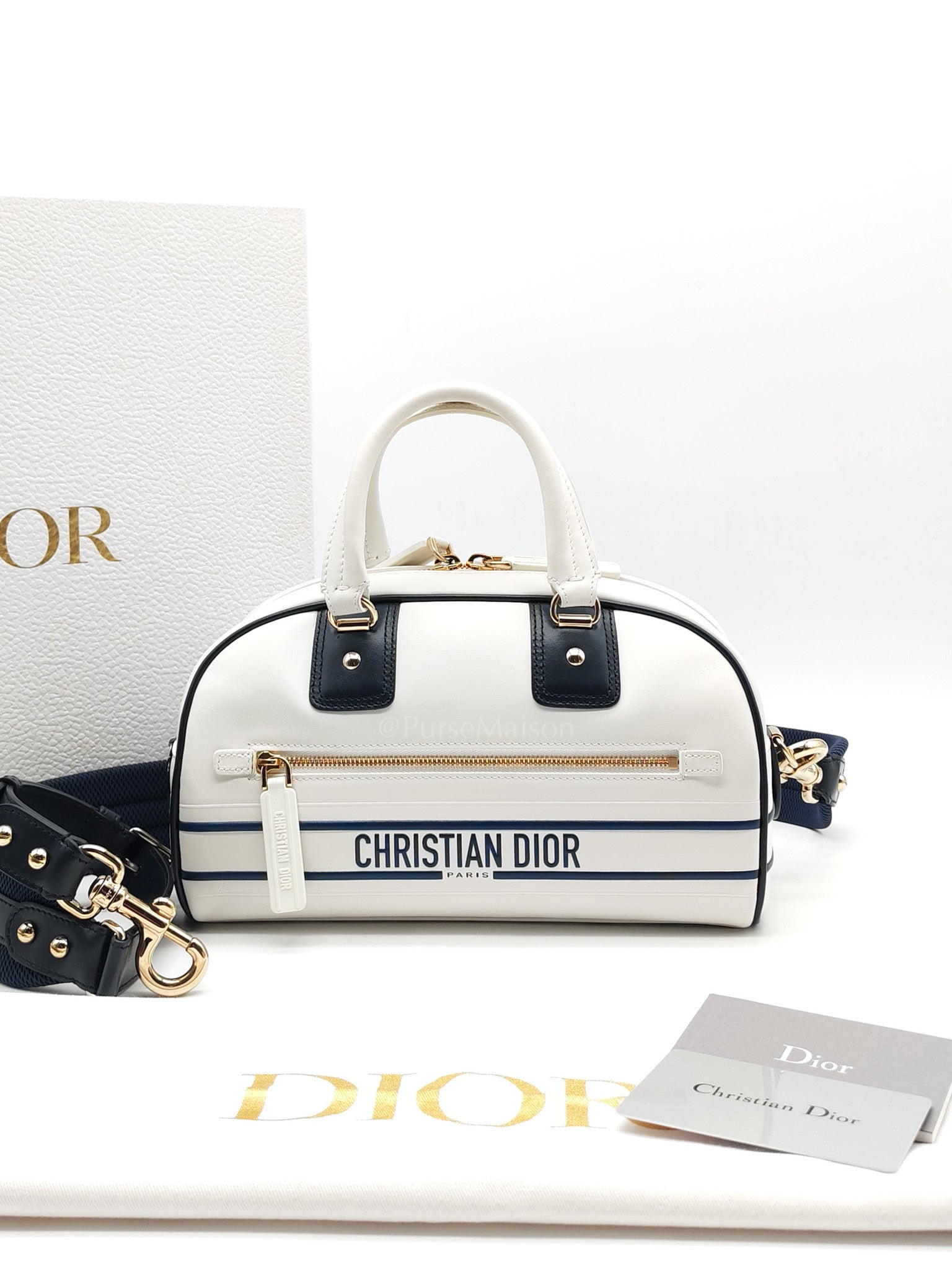Vibe Zip Small Bowling Calfskin Shoulder Bag | Purse Maison Luxury Bags Shop
