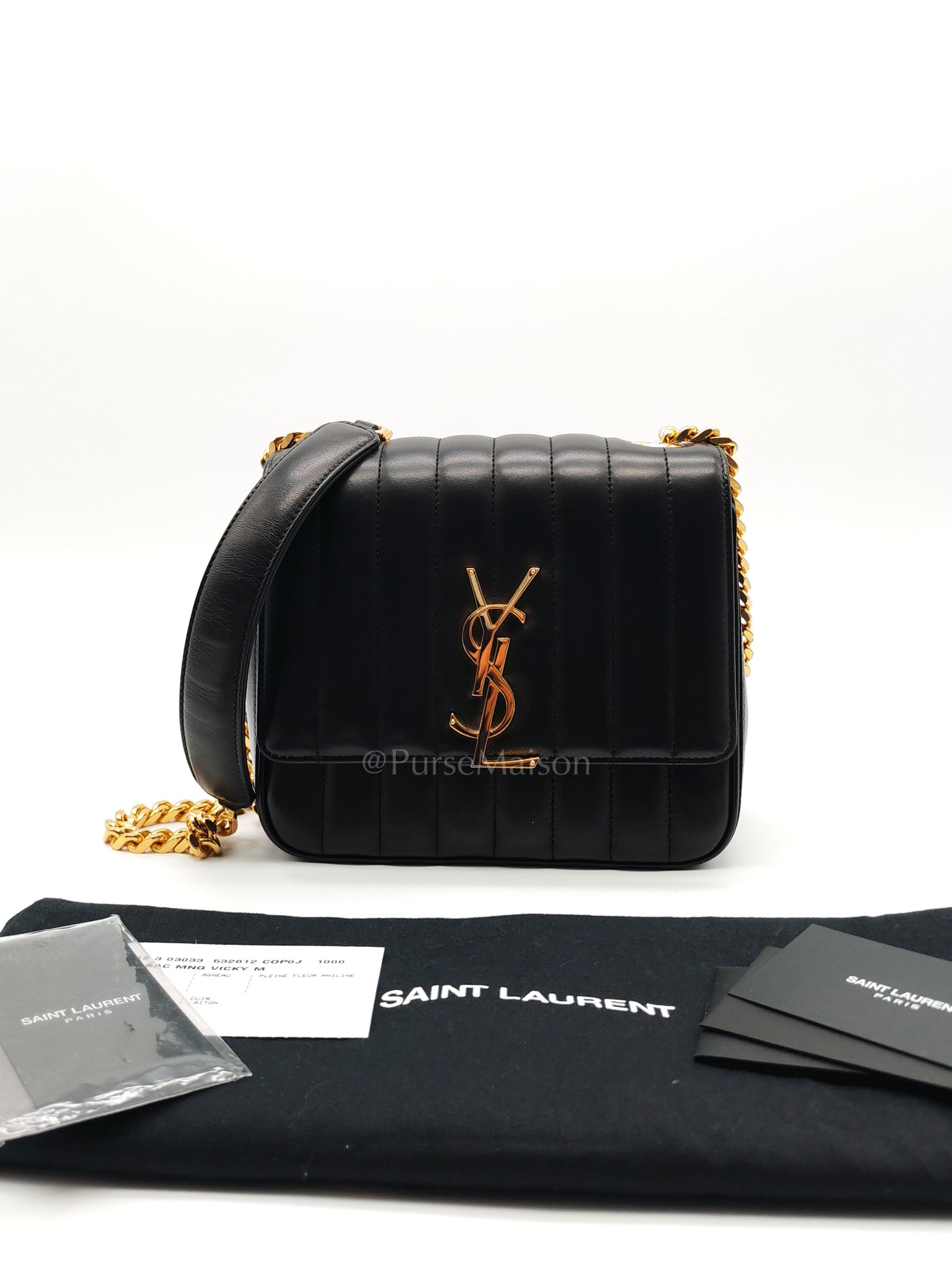 Vicky Medium in Black Smooth Lambskin Leather Gold Hardware | Purse Maison Luxury Bags Shop