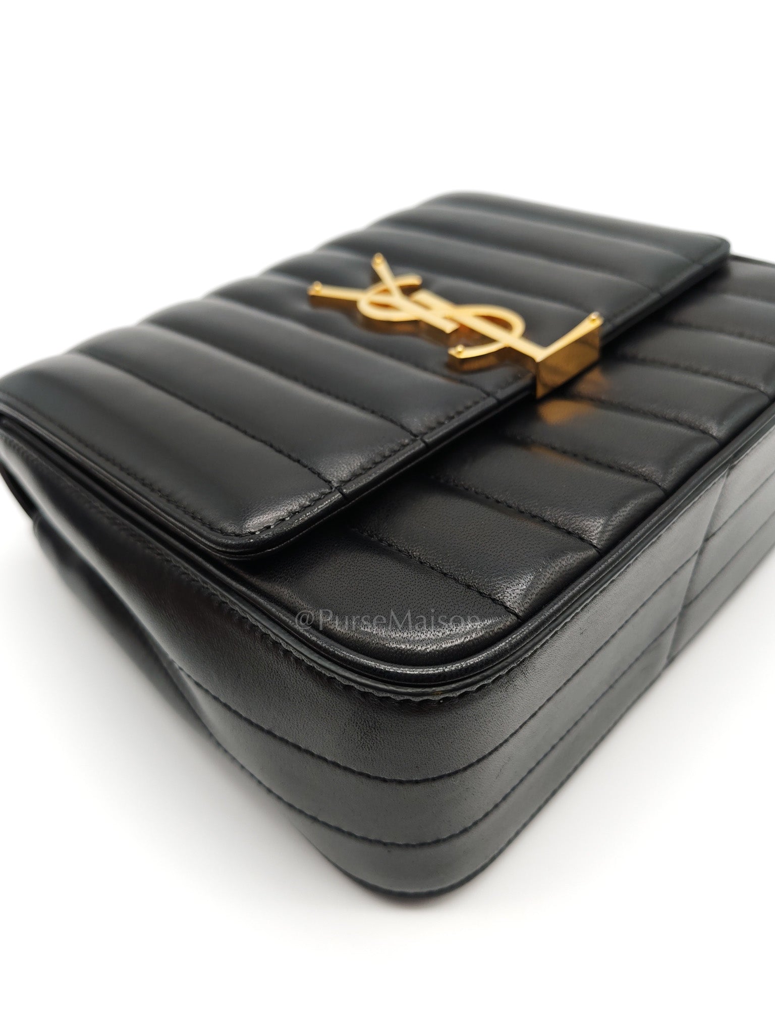 Vicky Medium in Black Smooth Lambskin Leather Gold Hardware | Purse Maison Luxury Bags Shop