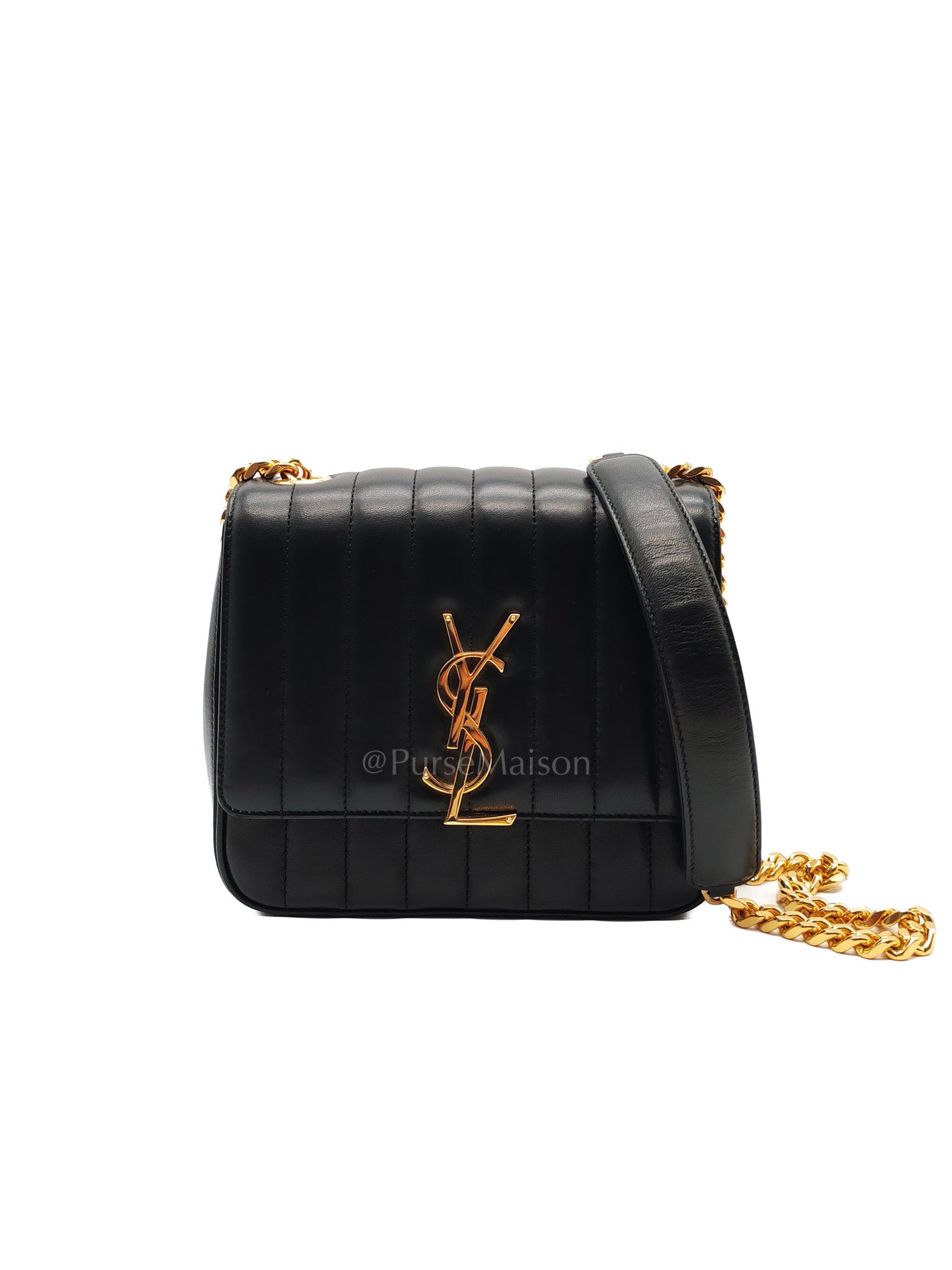 Vicky Medium in Black Smooth Lambskin Leather Gold Hardware | Purse Maison Luxury Bags Shop