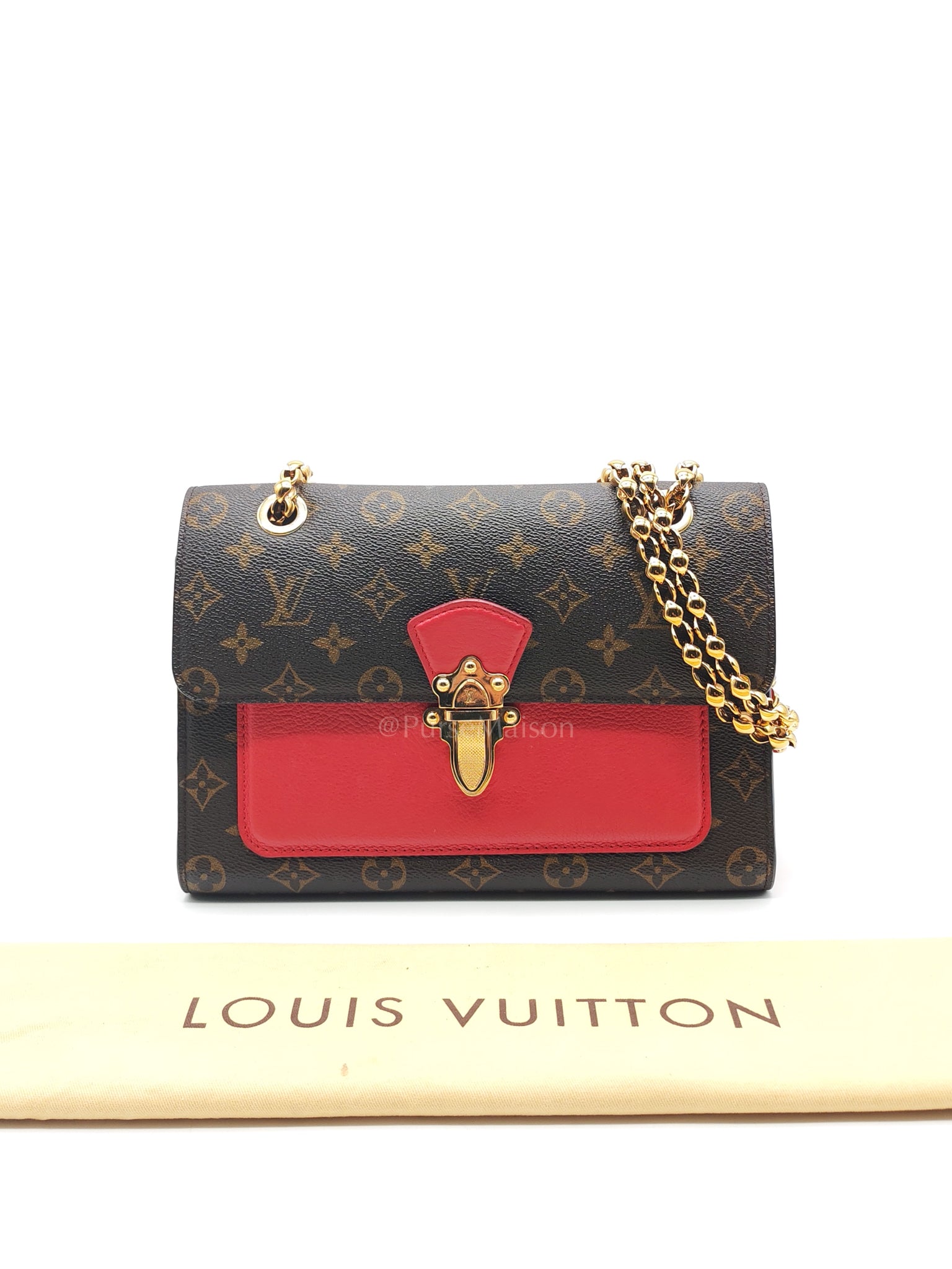 Victoire in Monogram Canvas and Red Leather (Date code: CA2137) | Purse Maison Luxury Bags Shop
