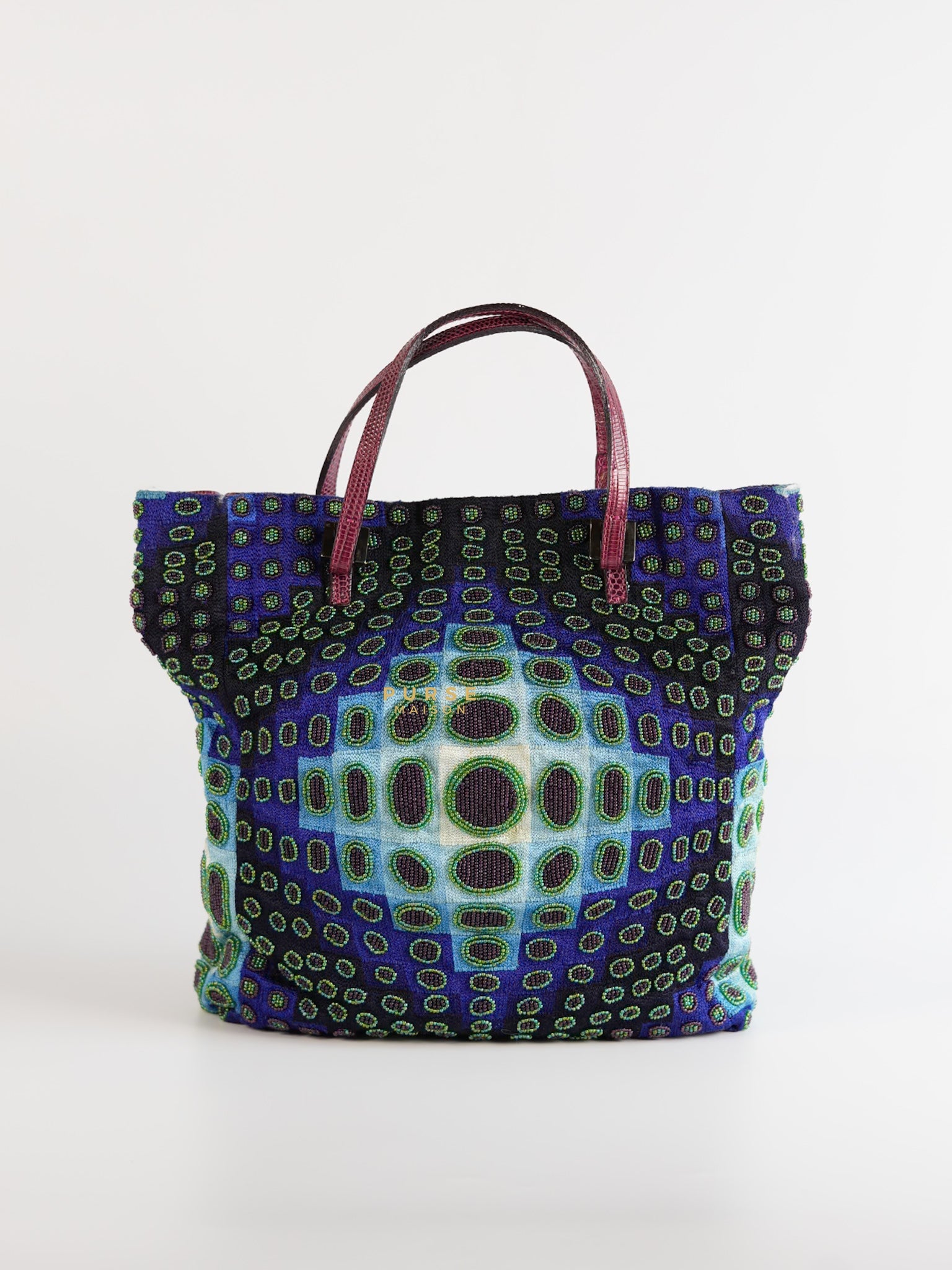 Victor Vasarely Beaded Embroidered Tote Bag | Purse Maison Luxury Bags Shop