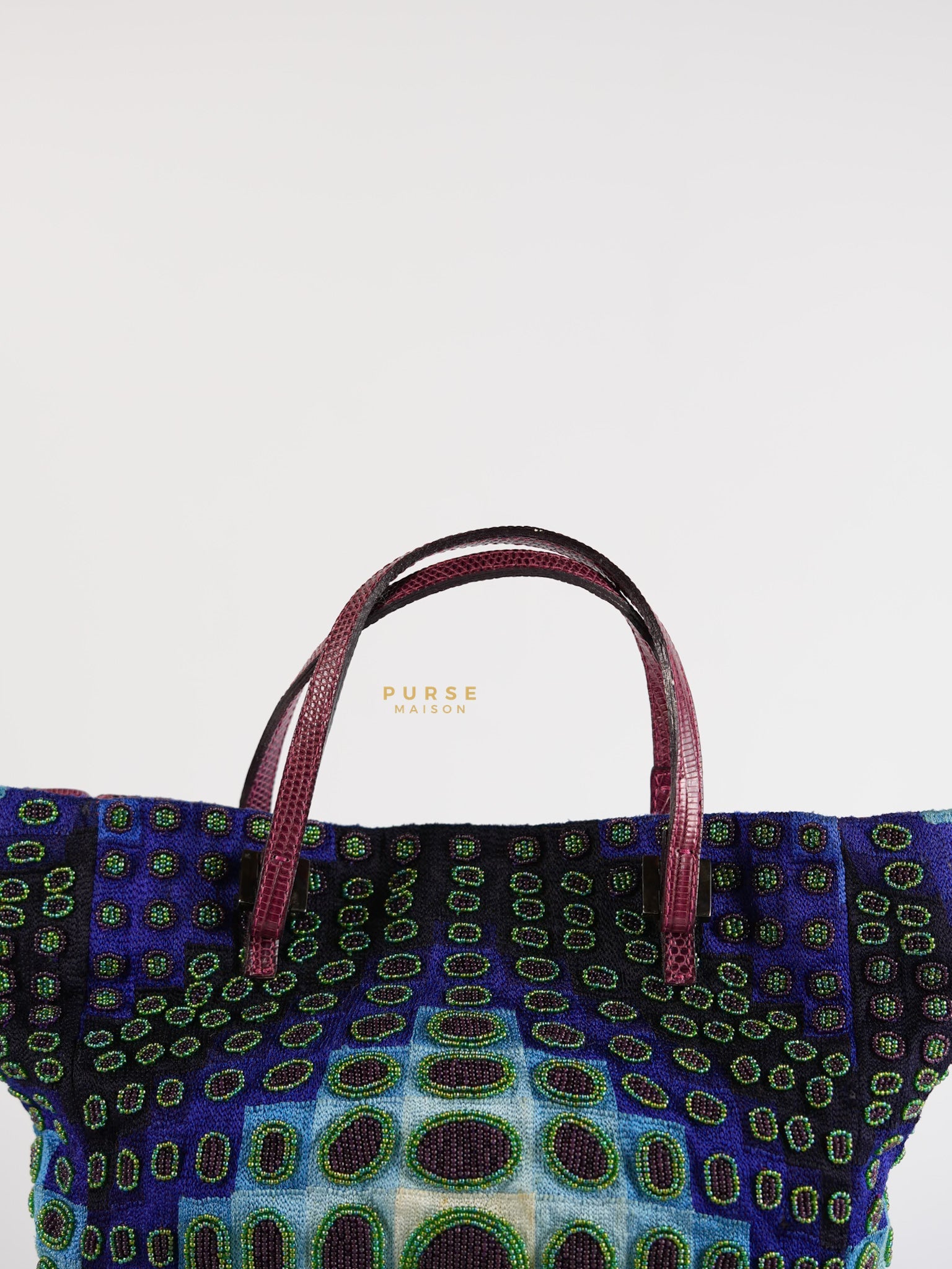 Victor Vasarely Beaded Embroidered Tote Bag | Purse Maison Luxury Bags Shop