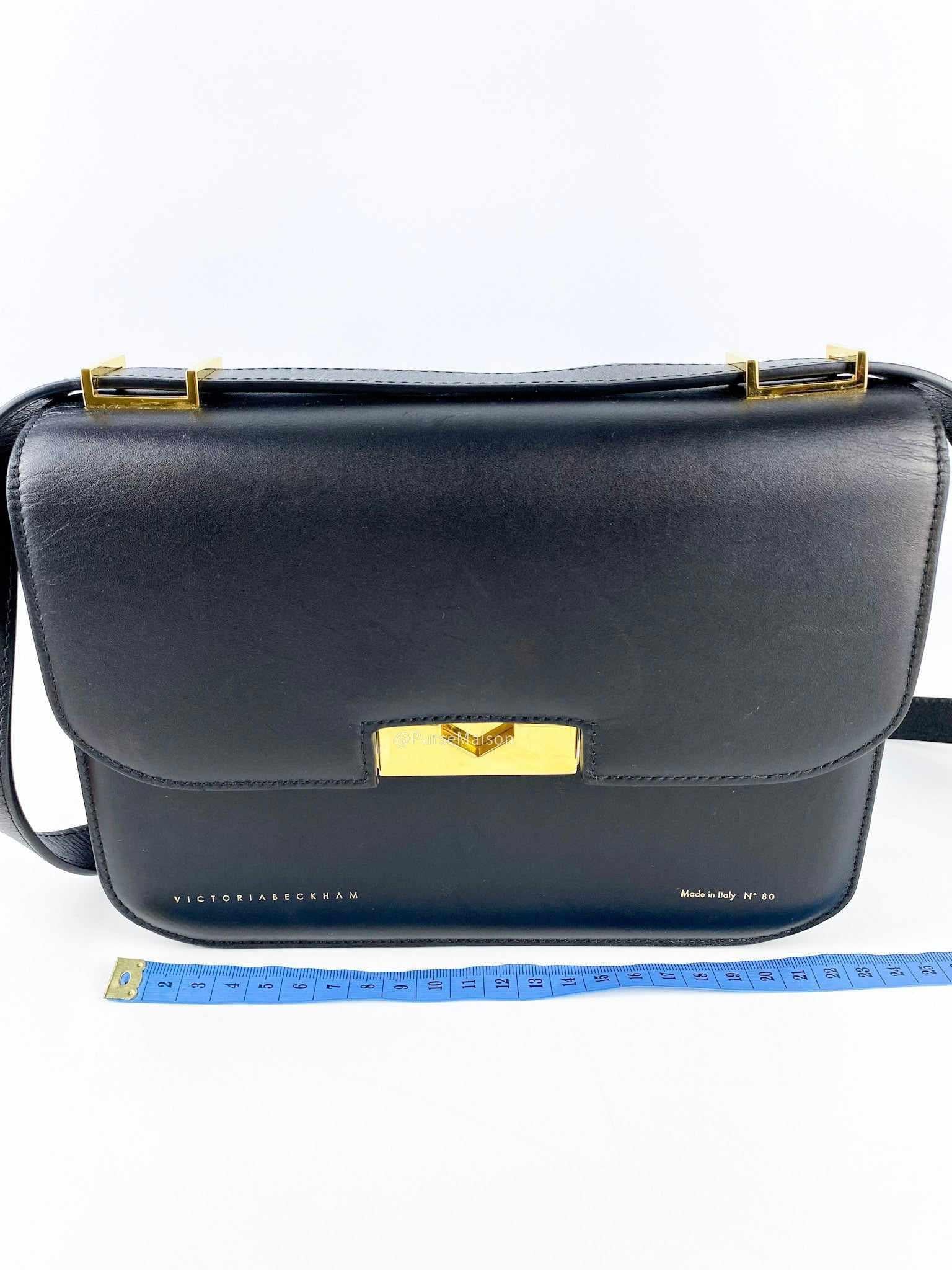 Victoria Beckham Eva Black Calfskin Leather Shoulder Bag