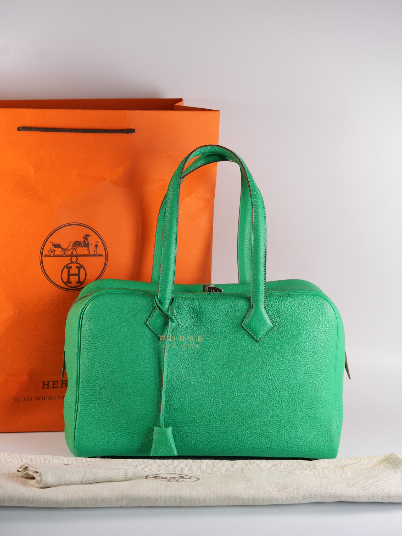 Victoria II 35 in Bambou Clemence Leather Stamp P Square (2012) | Purse Maison Luxury Bags Shop