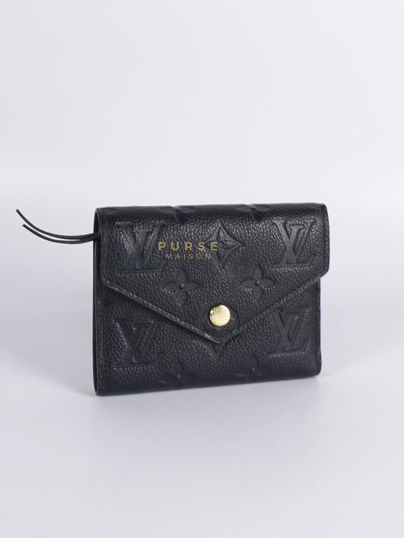 Victorine Tri-fold Wallet in Black Monogram Empreinte Leather Microchip | Purse Maison Luxury Bags Shop