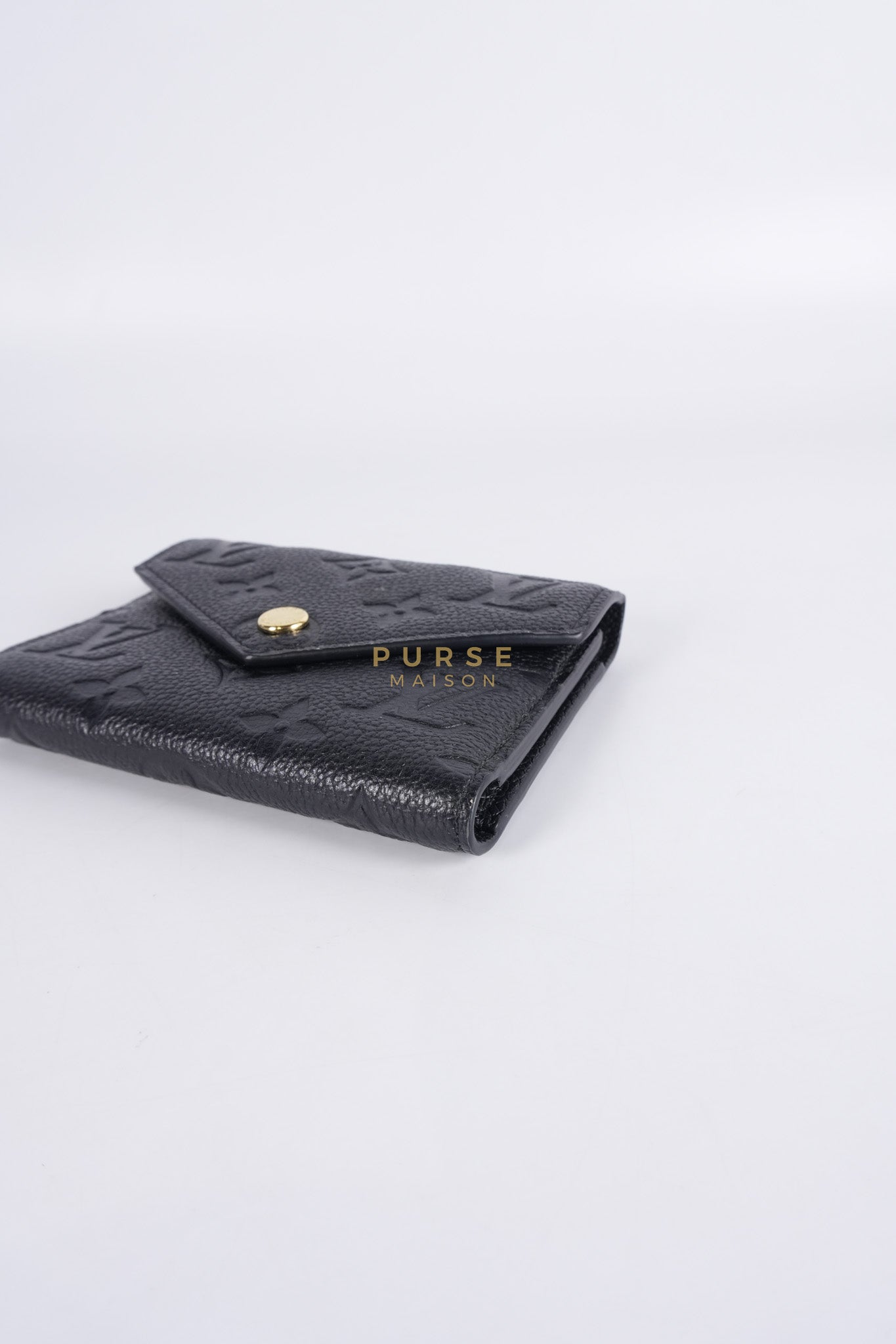 Victorine Tri-fold Wallet in Black Monogram Empreinte Leather Microchip | Purse Maison Luxury Bags Shop