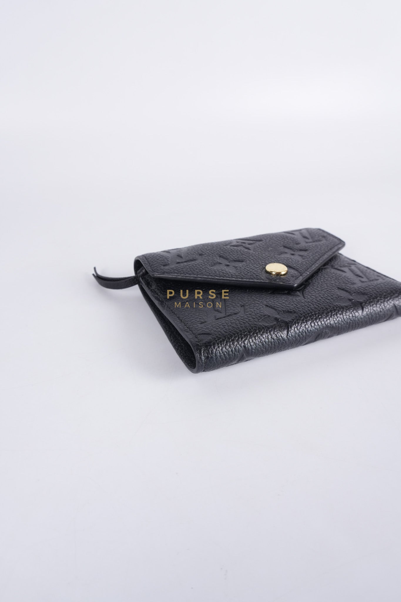 Victorine Tri-fold Wallet in Black Monogram Empreinte Leather Microchip | Purse Maison Luxury Bags Shop