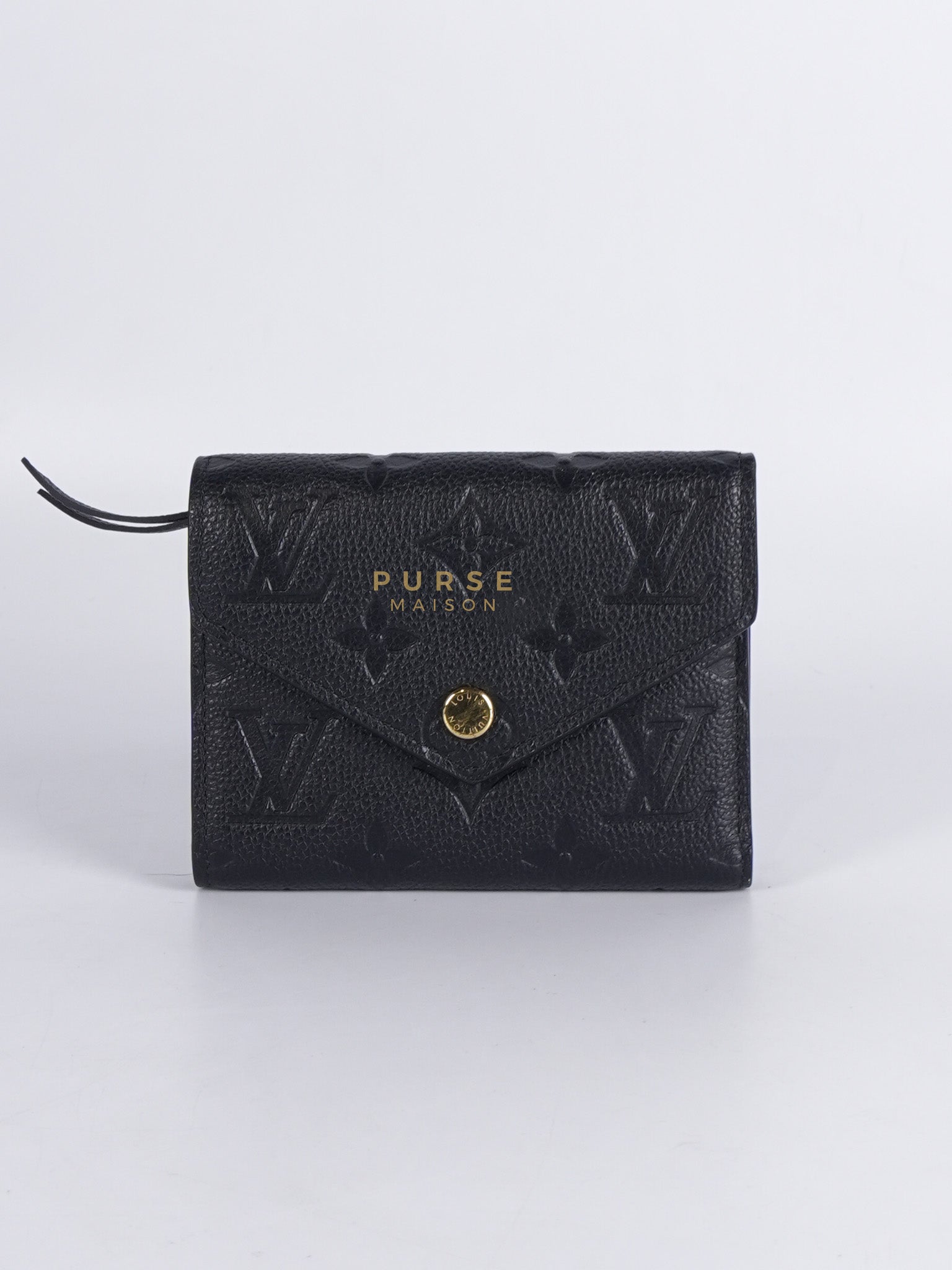 Victorine Tri-fold Wallet in Black Monogram Empreinte Leather Microchip | Purse Maison Luxury Bags Shop
