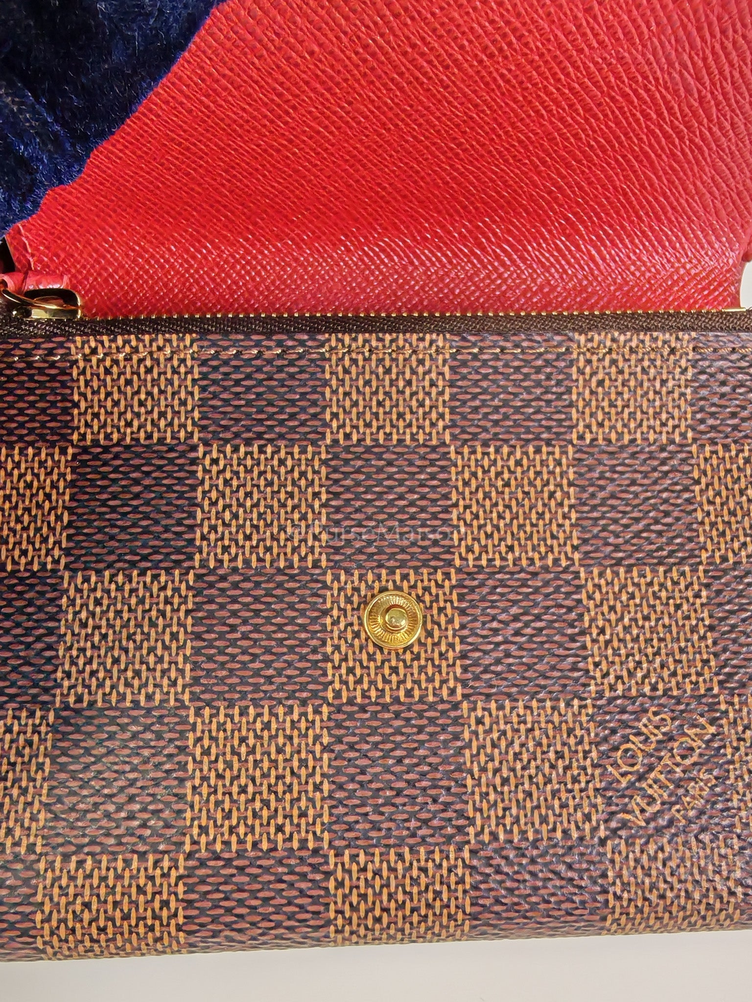 Victorine Wallet in Damier Ebene Canvas and Red Interior (Date Code: MI0241) | Purse Maison Luxury Bags Shop