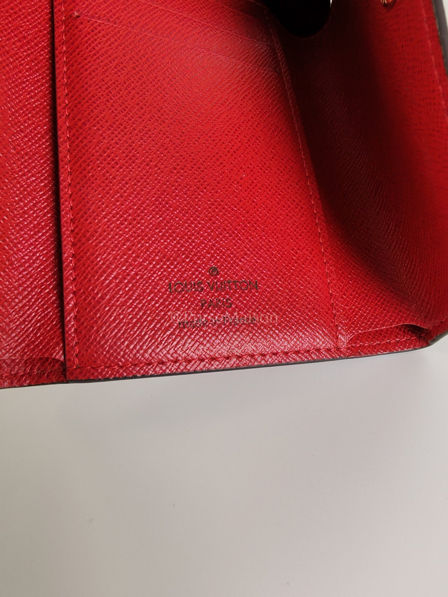 Victorine Wallet in Damier Ebene Canvas and Red Interior (Date Code: MI0241) | Purse Maison Luxury Bags Shop