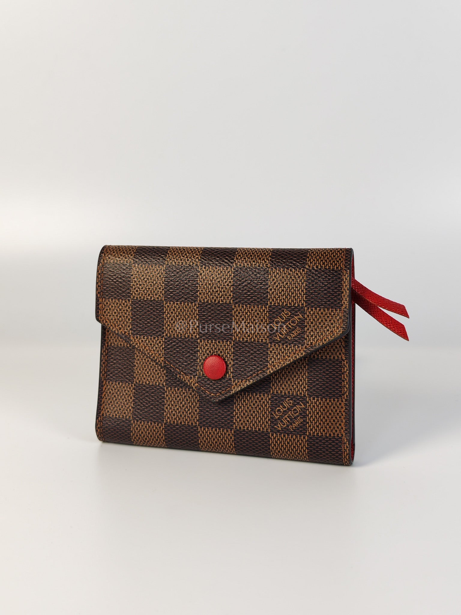 Victorine Wallet in Damier Ebene Canvas and Red Interior (Date Code: MI0241) | Purse Maison Luxury Bags Shop