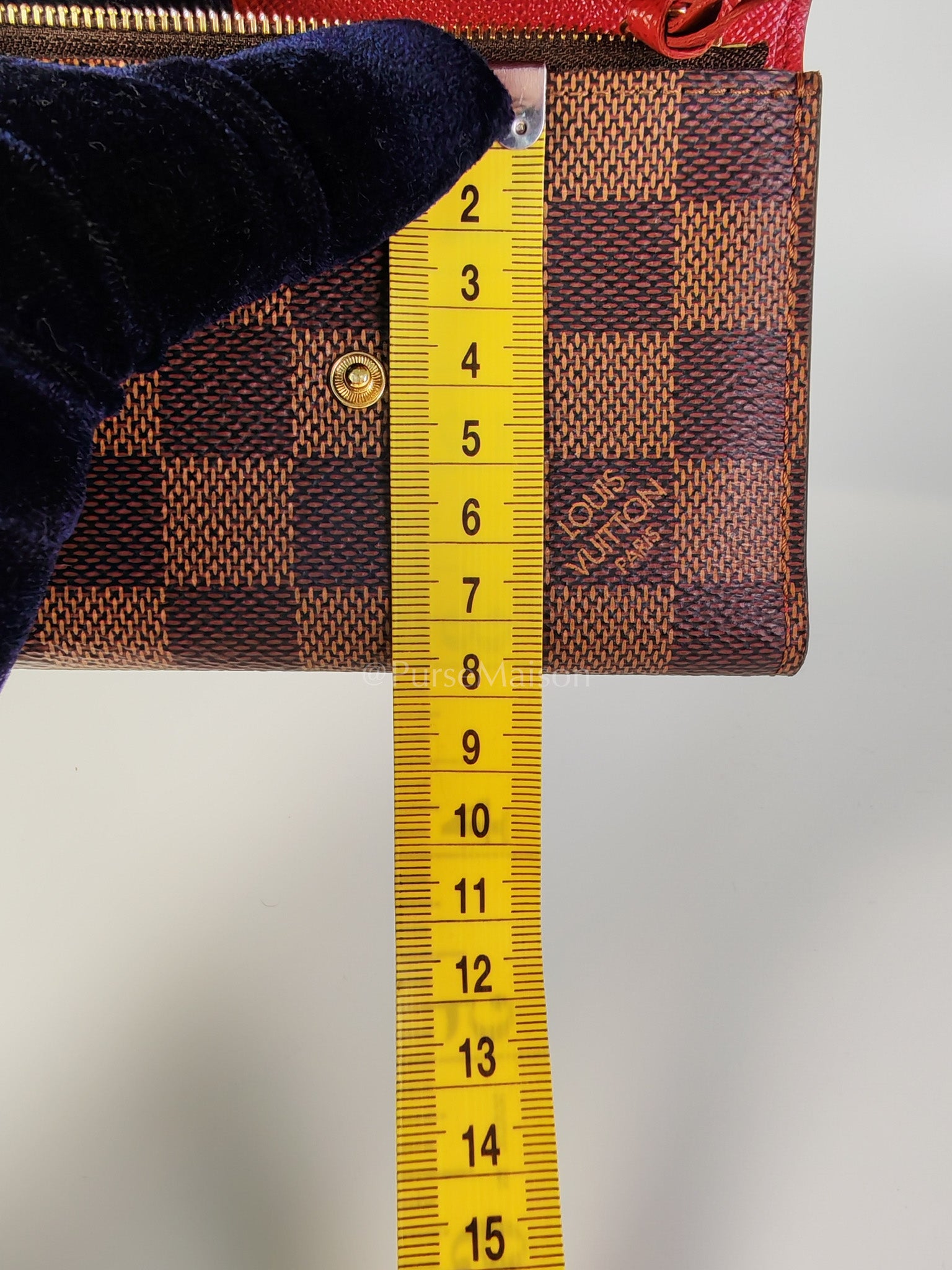 Victorine Wallet in Damier Ebene Canvas and Red Interior (Date Code: MI0241) | Purse Maison Luxury Bags Shop