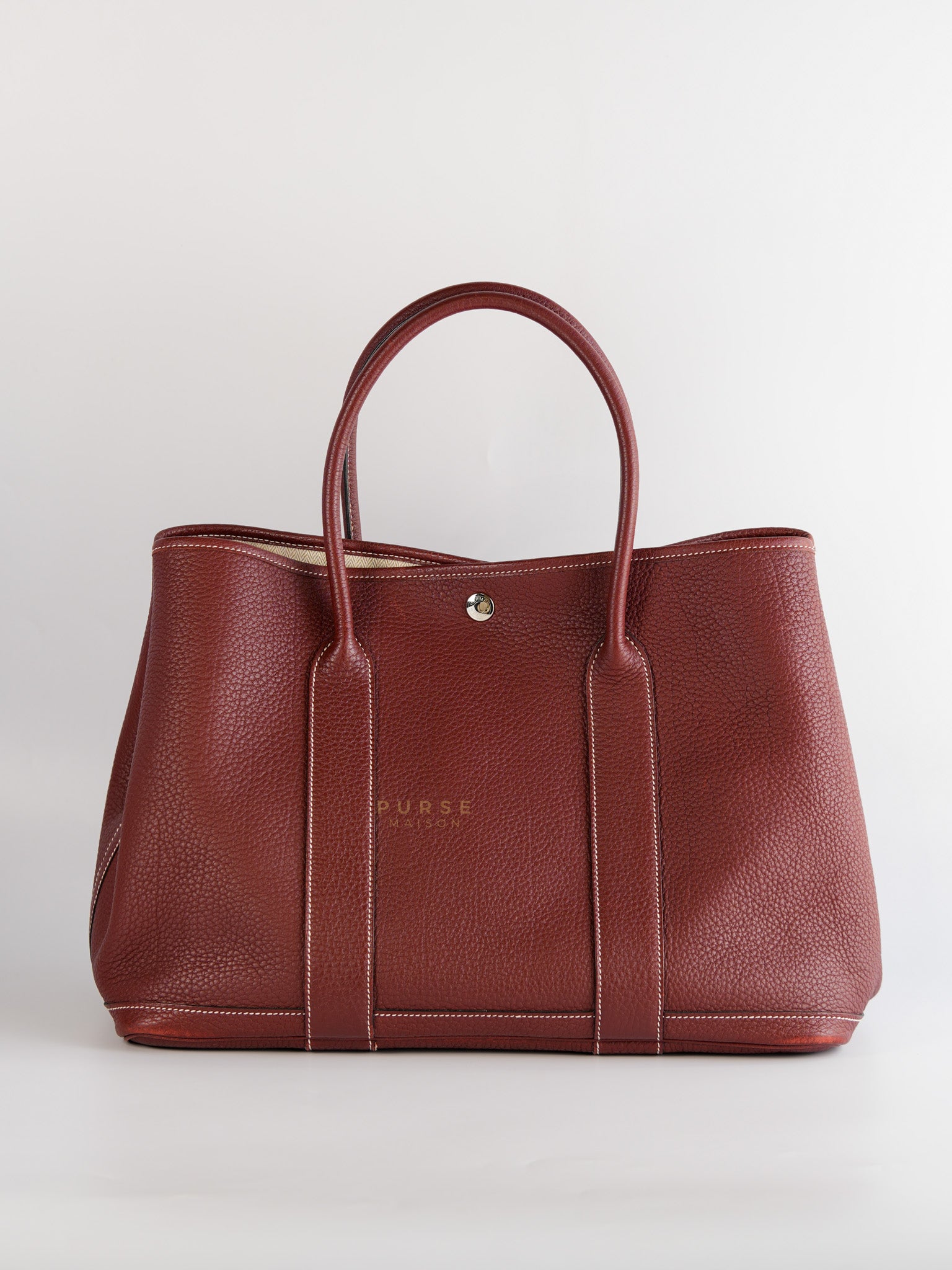 Garden Party Tote (GPT) 36 in Rouge Clemence Leather in Palladium Hardware Stamp Square Q (2013)