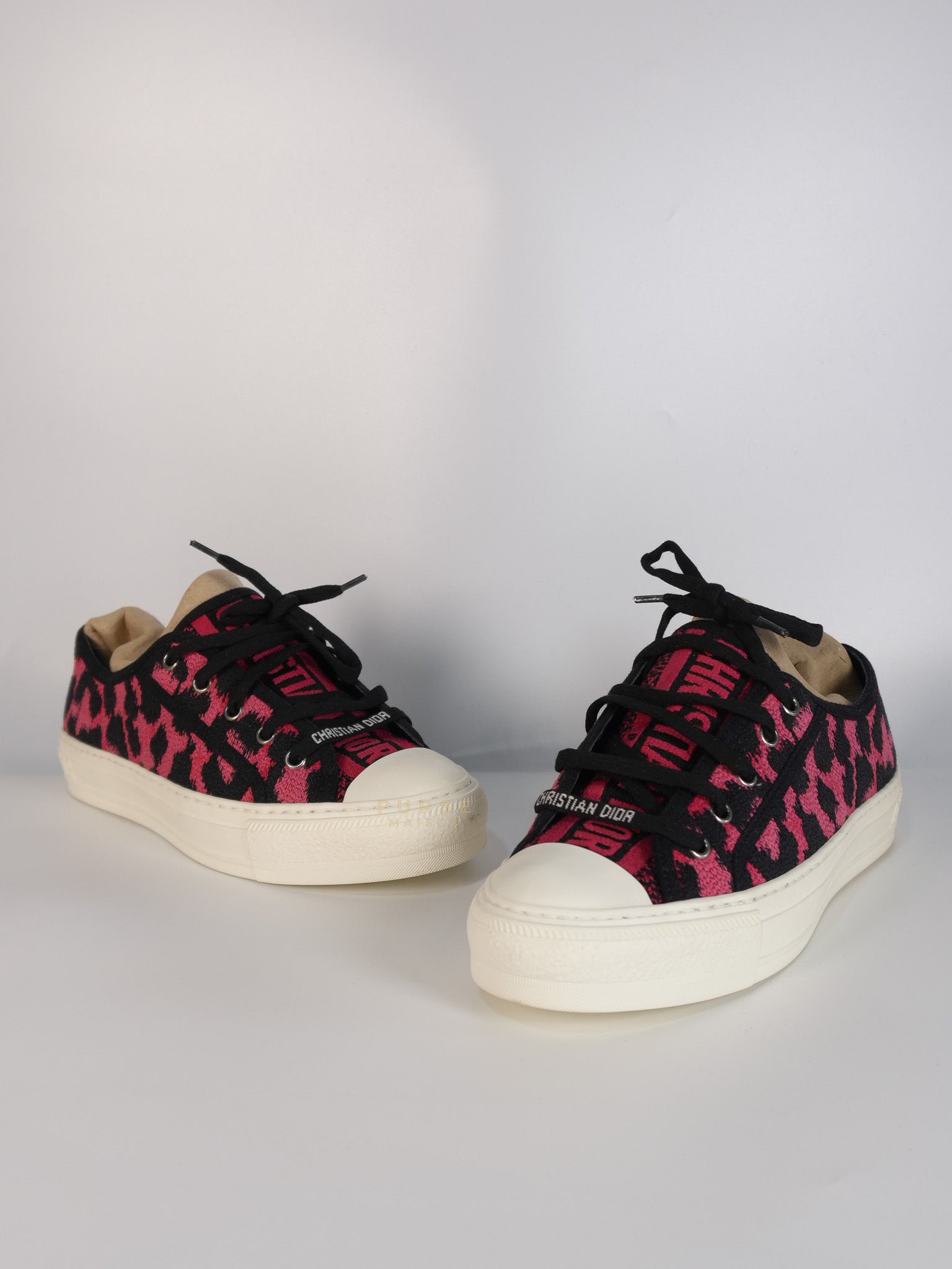 Walk'N Dior Black Pink Leopard Low Top Trainer Sneaker 38.5 EU (24cm)