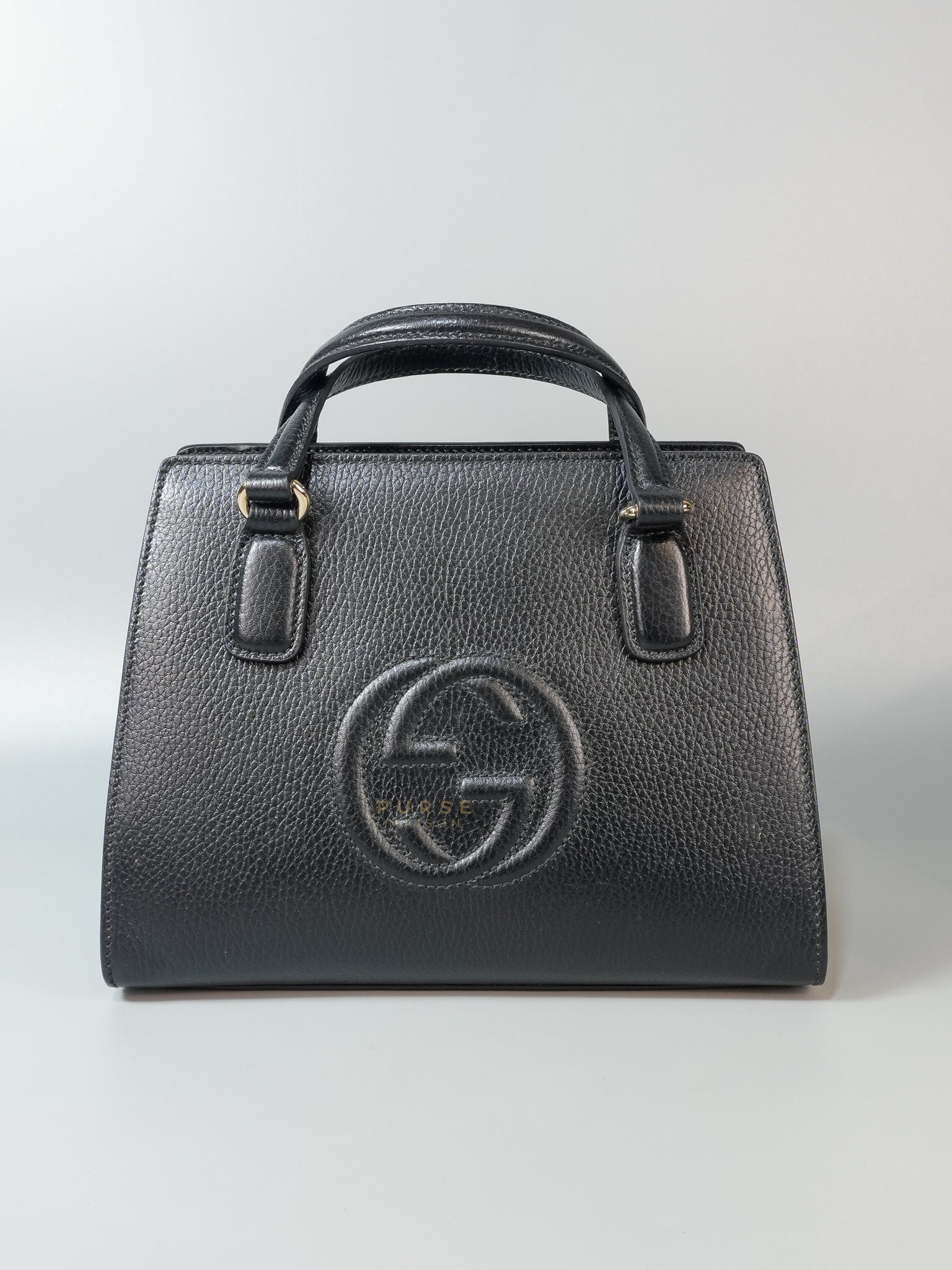 Dollar Black Calfskin Small Soho Top Handle Bag