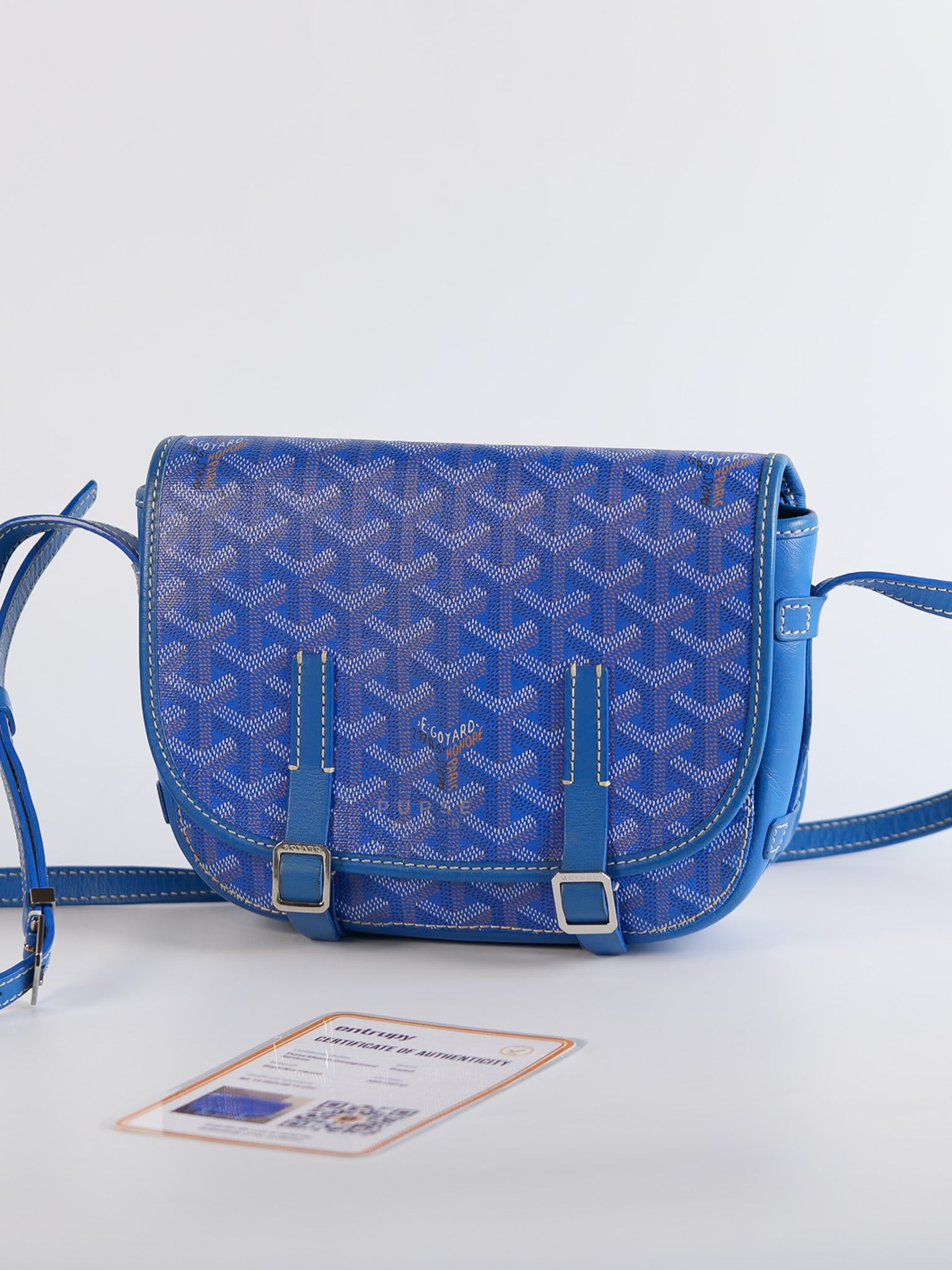 Belvedere PM in Blue Goyardine Canvas