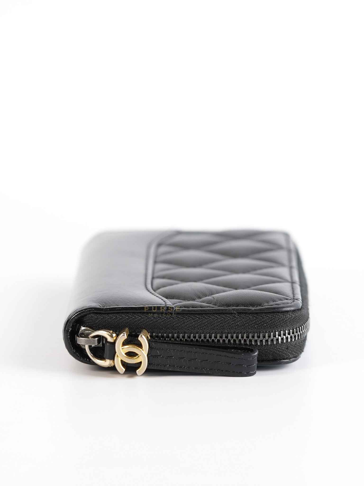Gabrielle Zipped Coin Purse Wallet in Aged Gold Hardware Series 25