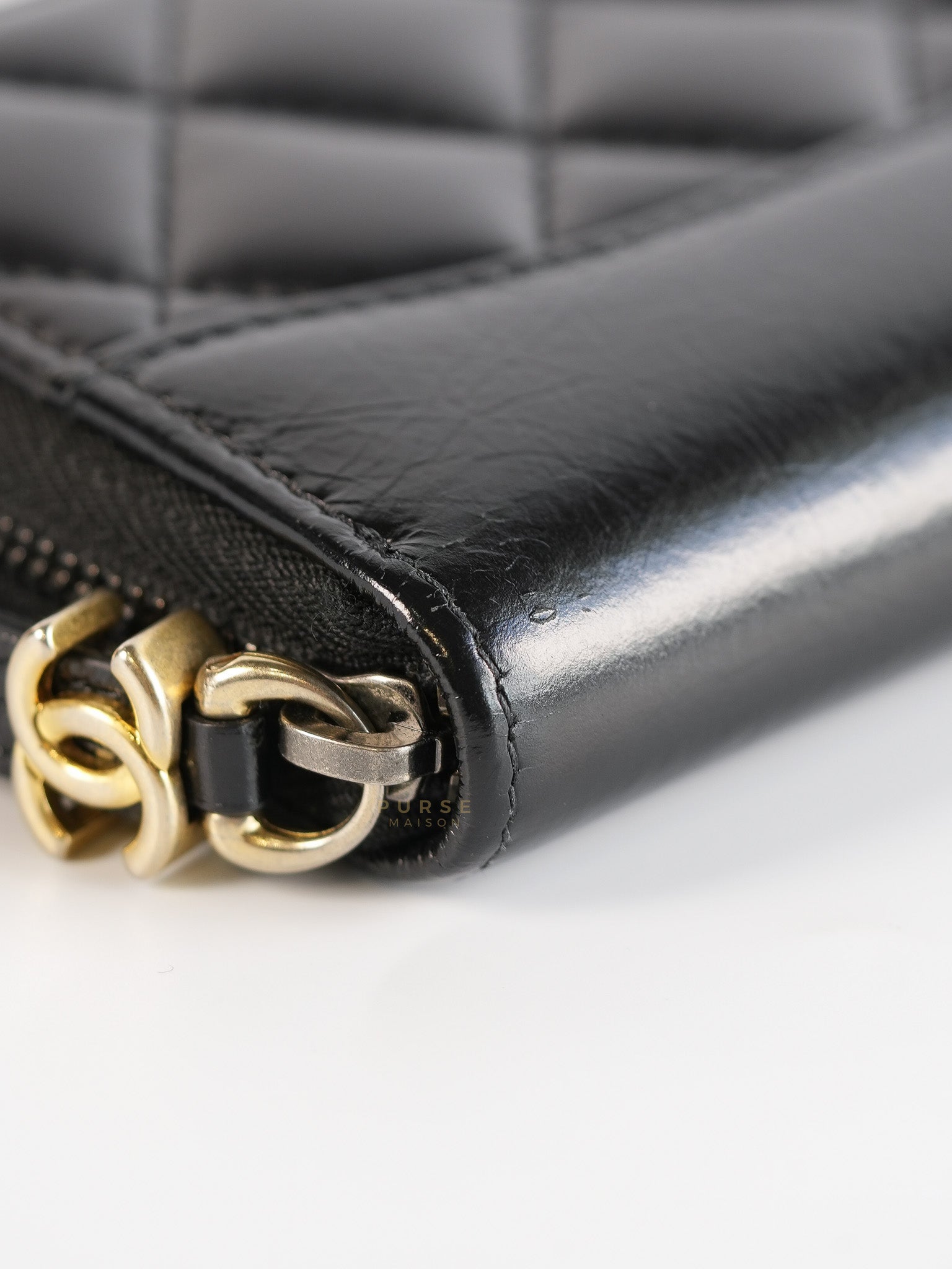 Gabrielle Zipped Coin Purse Wallet in Aged Gold Hardware Series 25