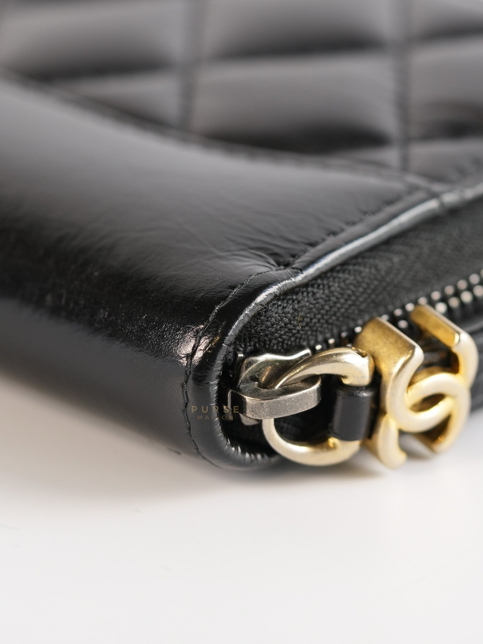 Gabrielle Zipped Coin Purse Wallet in Aged Gold Hardware Series 25