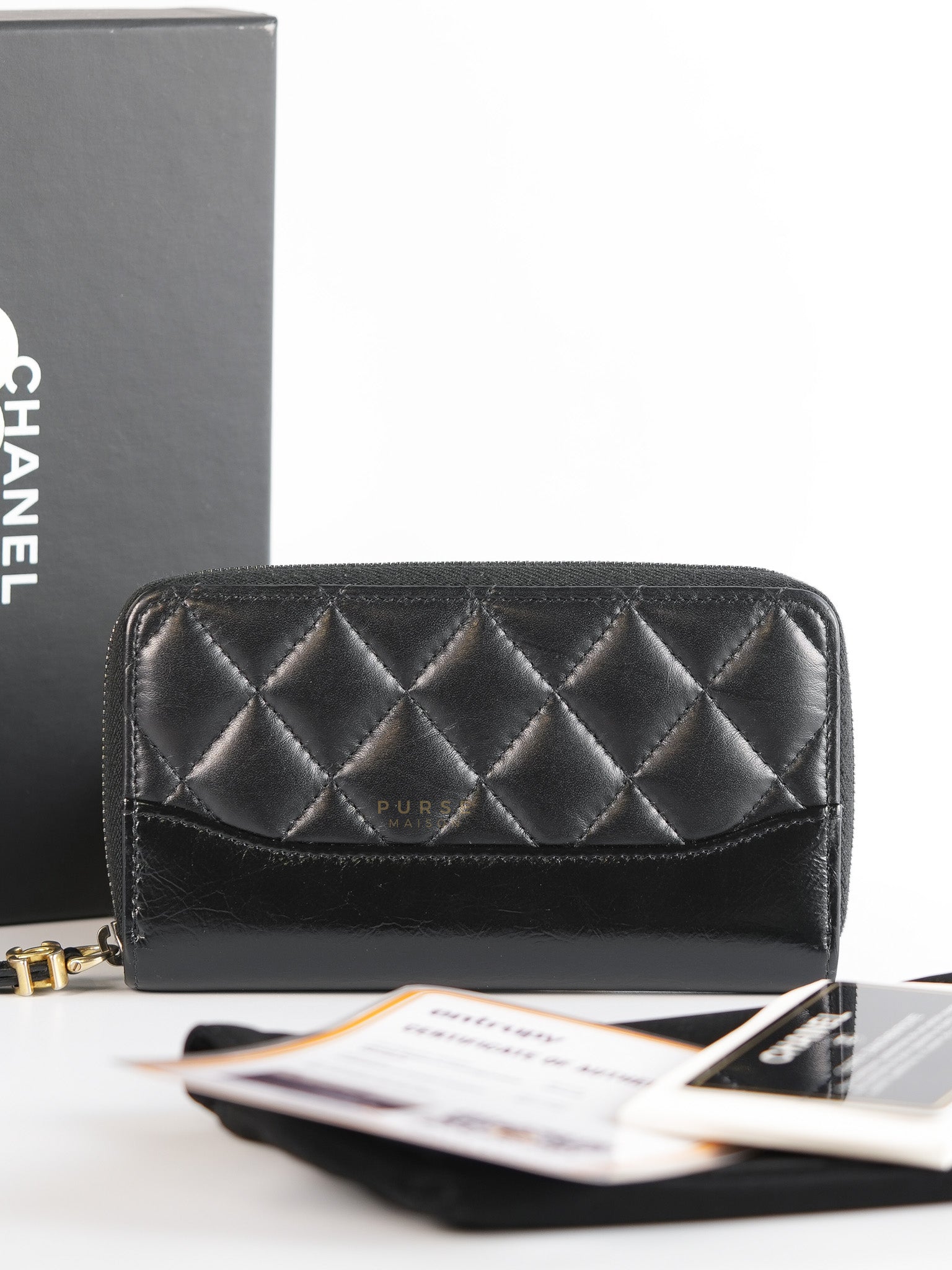 Gabrielle Zipped Coin Purse Wallet in Aged Gold Hardware Series 25
