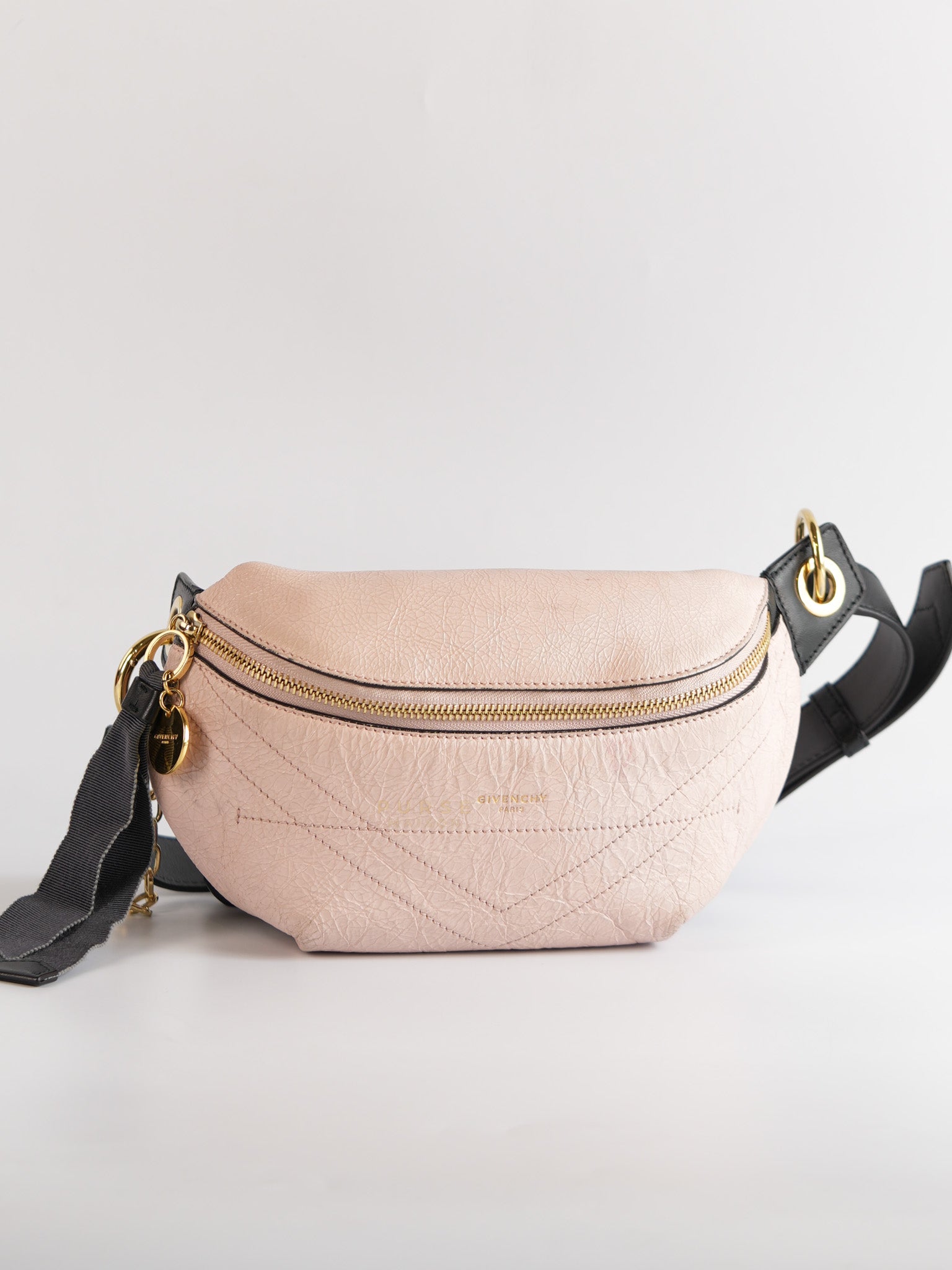 Whip Belt Bag in Light Pink Distressed Calfskin Leather