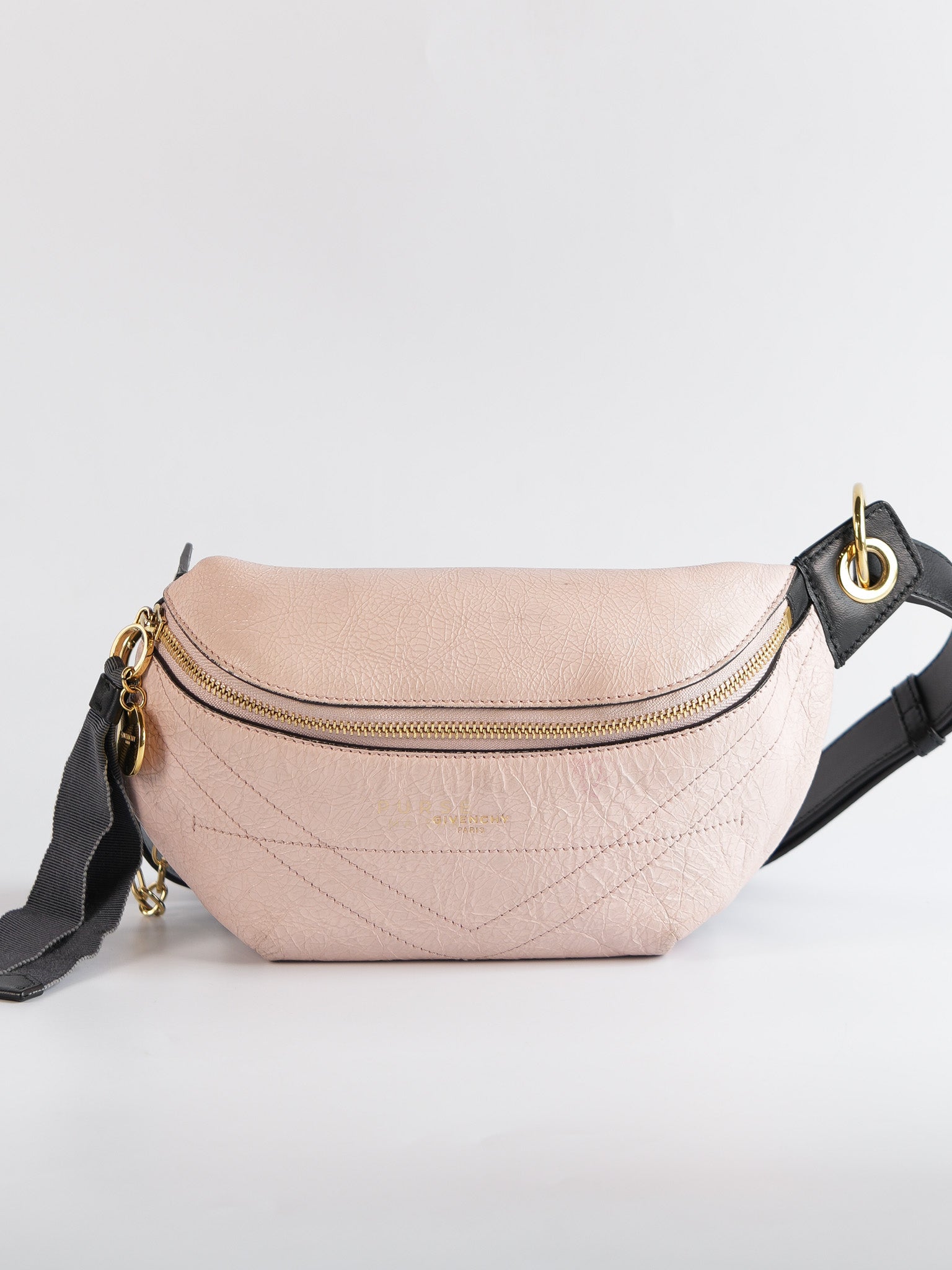 Whip Belt Bag in Light Pink Distressed Calfskin Leather