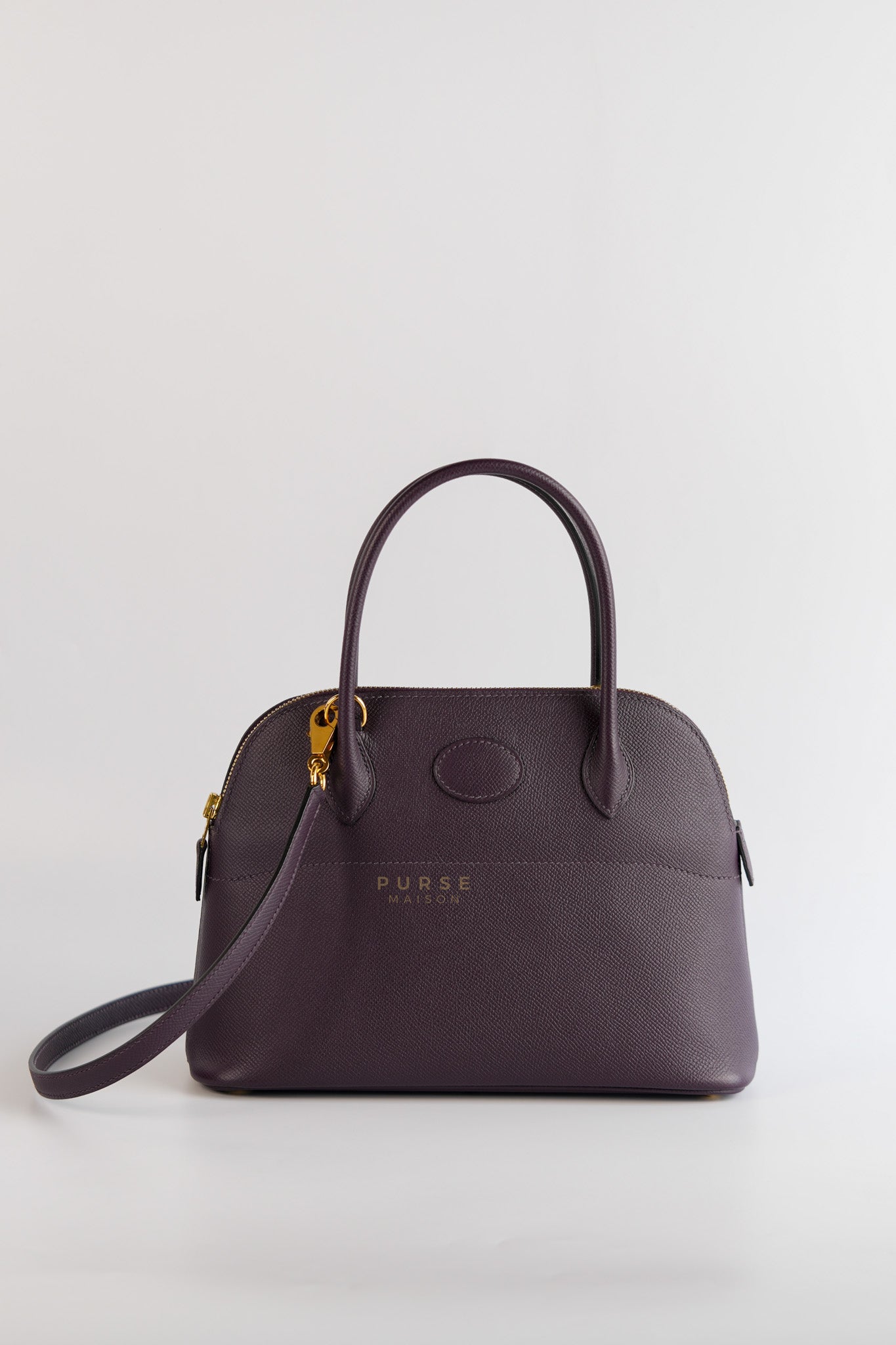 Bolide 27 Raisin in Epsom Leather and Gold Hardware Stamp D (2019)